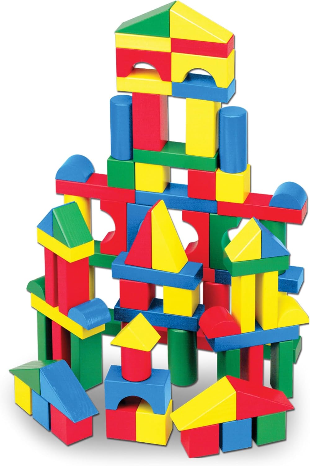 Melissa & Doug Wooden Building Blocks, 100-Piece Set of Sorting & Stacking Toys in 4 Colors and 9 Shapes, Classic Toddler Toys for Girls & Boys Ages 2+ – FSC Certified