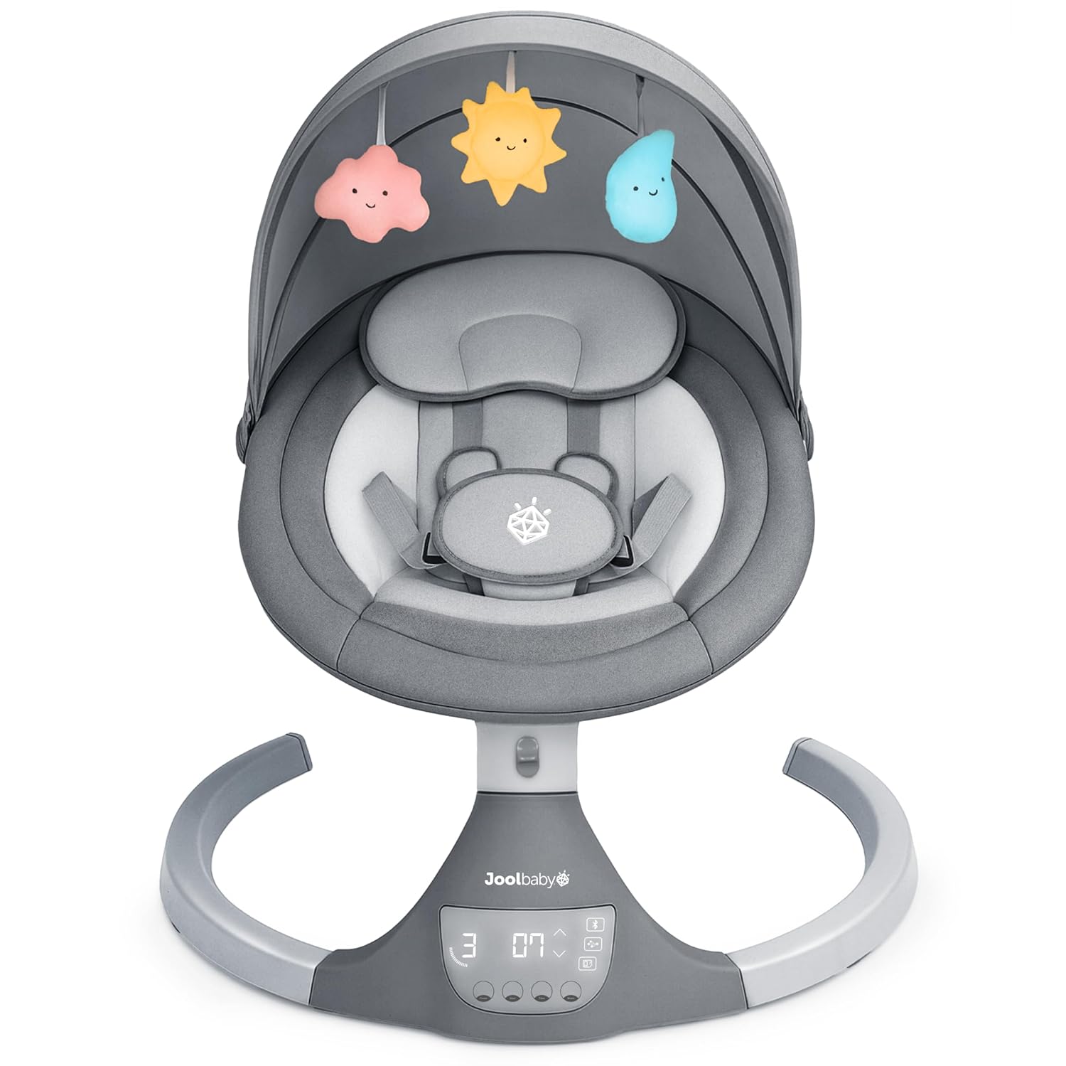 Jool Baby Nova Swing for Newborns – Electric Motorized Infant Swing, Bluetooth Music, 10 Preset Melodies, Remote (Updated Model, Gray)