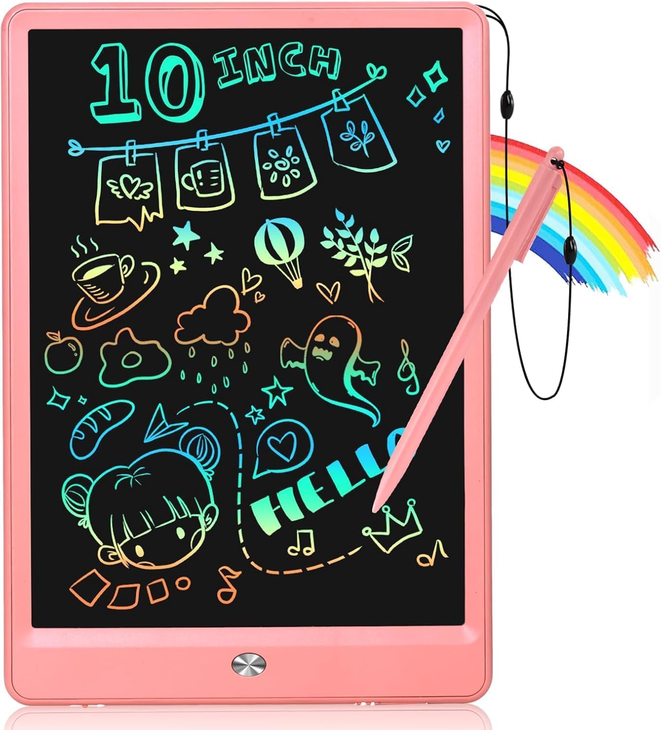 EooCoo LCD Writing Tablet for Kids, Road Trip Essentials 10 Inch Kids Drawing Pad, No Mess Coloring Books for Toddler, Travel Toys Airplane Activities, Back to School Gift for 3-8 Years Old Girls Boys