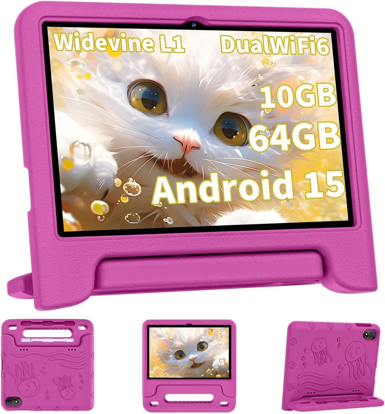 COLORROOM 2026 Upgraded Android 15 Tablet, 10inch Kids Tablet, Octa-core CPU, 10GB+64GB+1TB Expand Tablets for Kids with Kids Space, Parental Control, 6000mAh Big Battery,Touchscreen Tableta,Pink