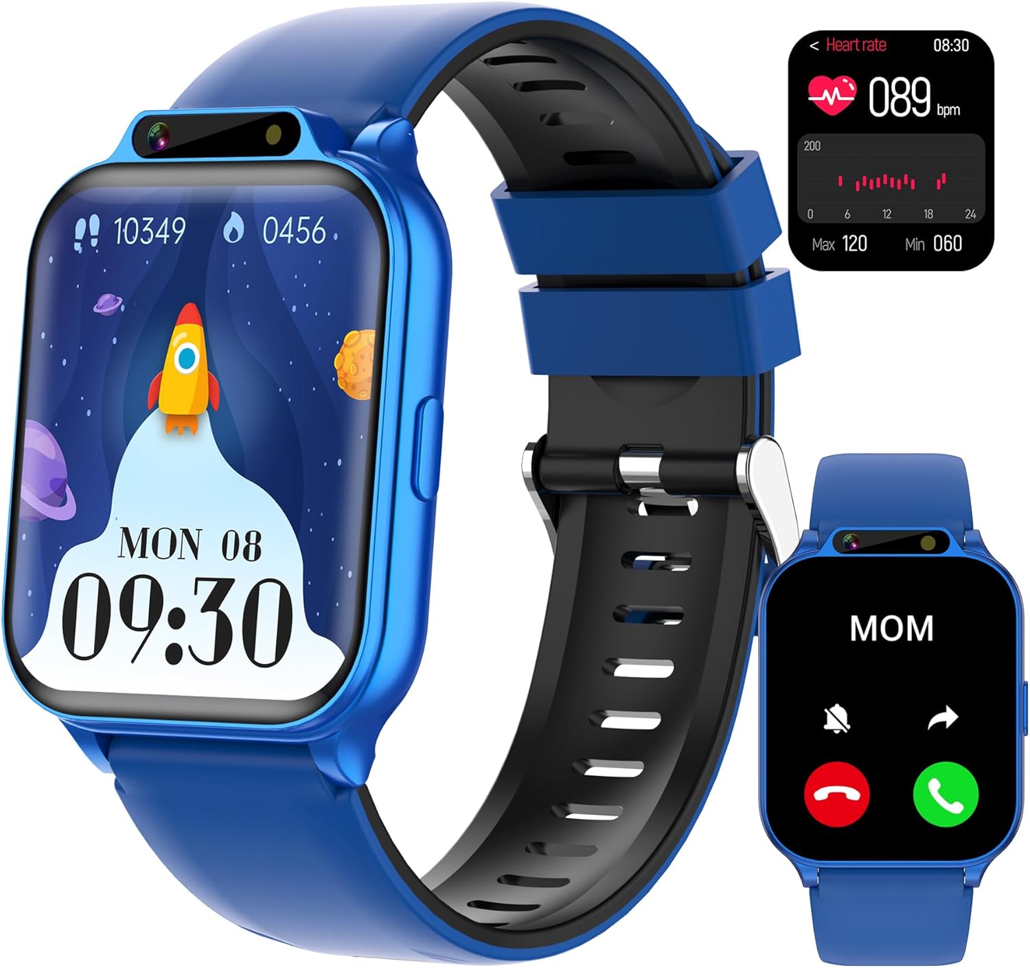 Kids Smart Watch with Fitness Tracker, Waterproof, Heart Rate/Sleep Monitor, Sport Mode, Camera, Video, Recorder, Music, DIY Wallpaper, Game, SOS Button, NO APP/Phone, Gifts for Boy Girl 4-13 Year Old