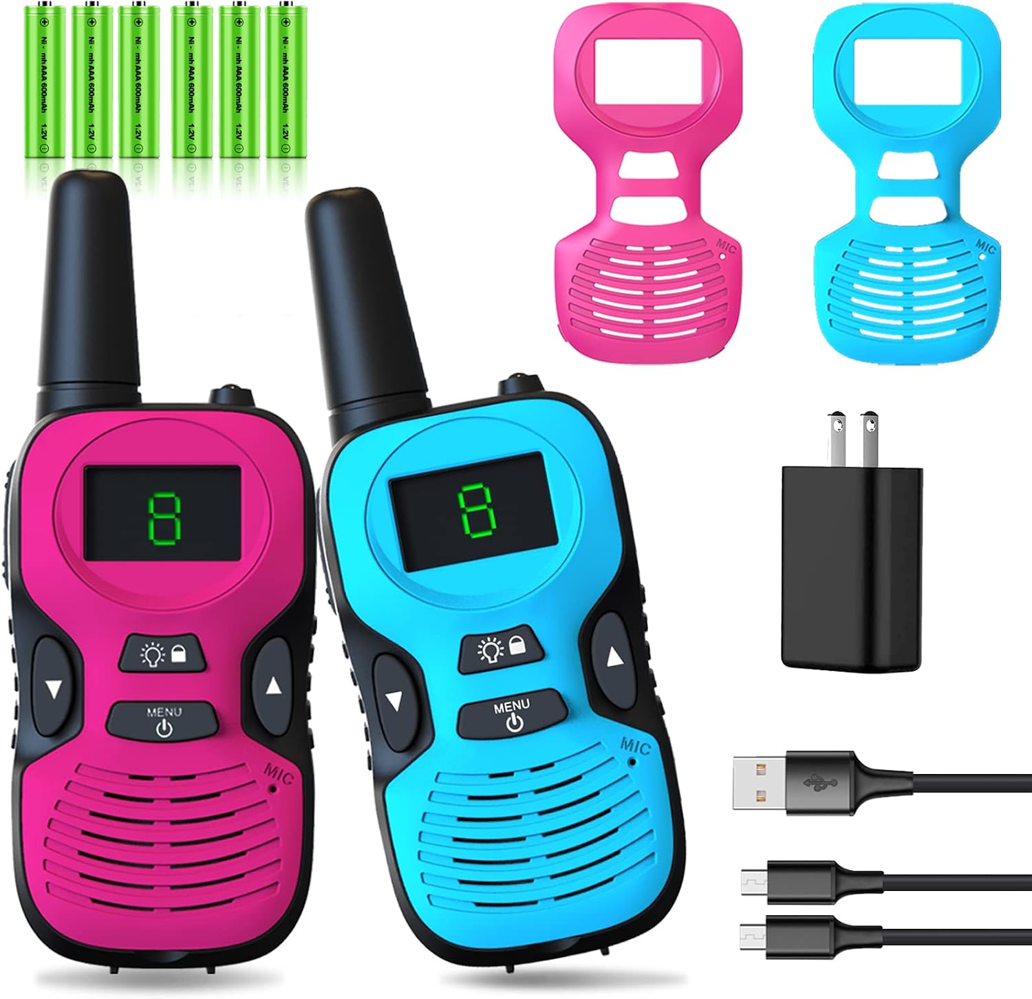 Walkie Talkies for Kids Rechargeable 2 Pack: Walkie-Talkies for Kid – Walky Talky for Kids – Long Range Outdoor, Hiking, Camping Toys for 3-12 Year Old Girls Boys Gifts Christmas Games