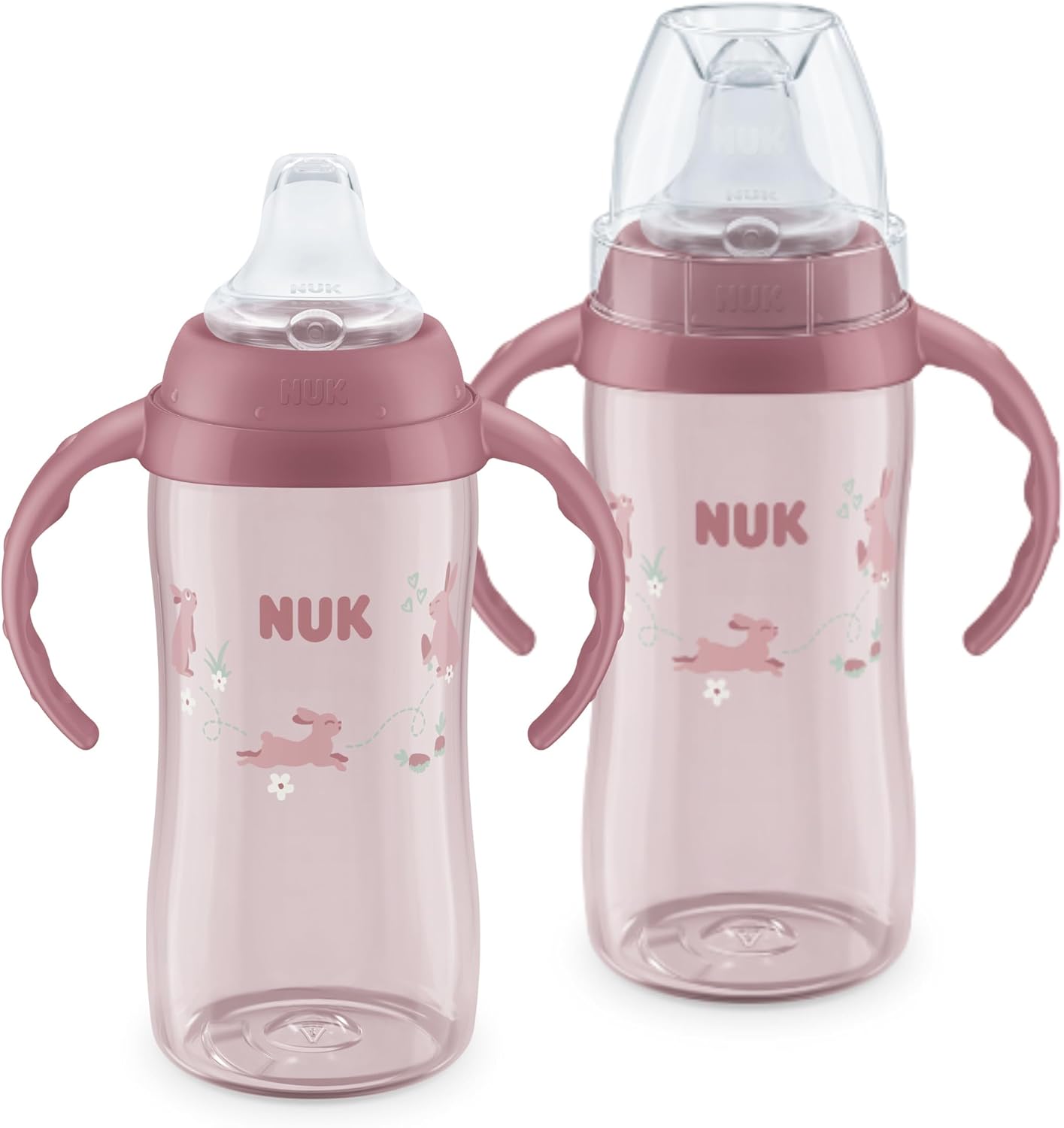 NUK First Choice Large Learner Cup 2.0, 10 oz. Sippy Cup with Handles, Spill Proof, Leak Proof Soft Straw Cup, 2-Pack