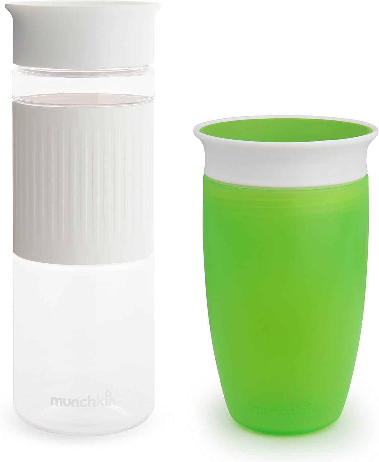 Munchkin® Miracle® 360 Spill Proof Sippy Cups, 24 and 10 Ounce, 2 Pack, Green/White – Toddler and Adult Set