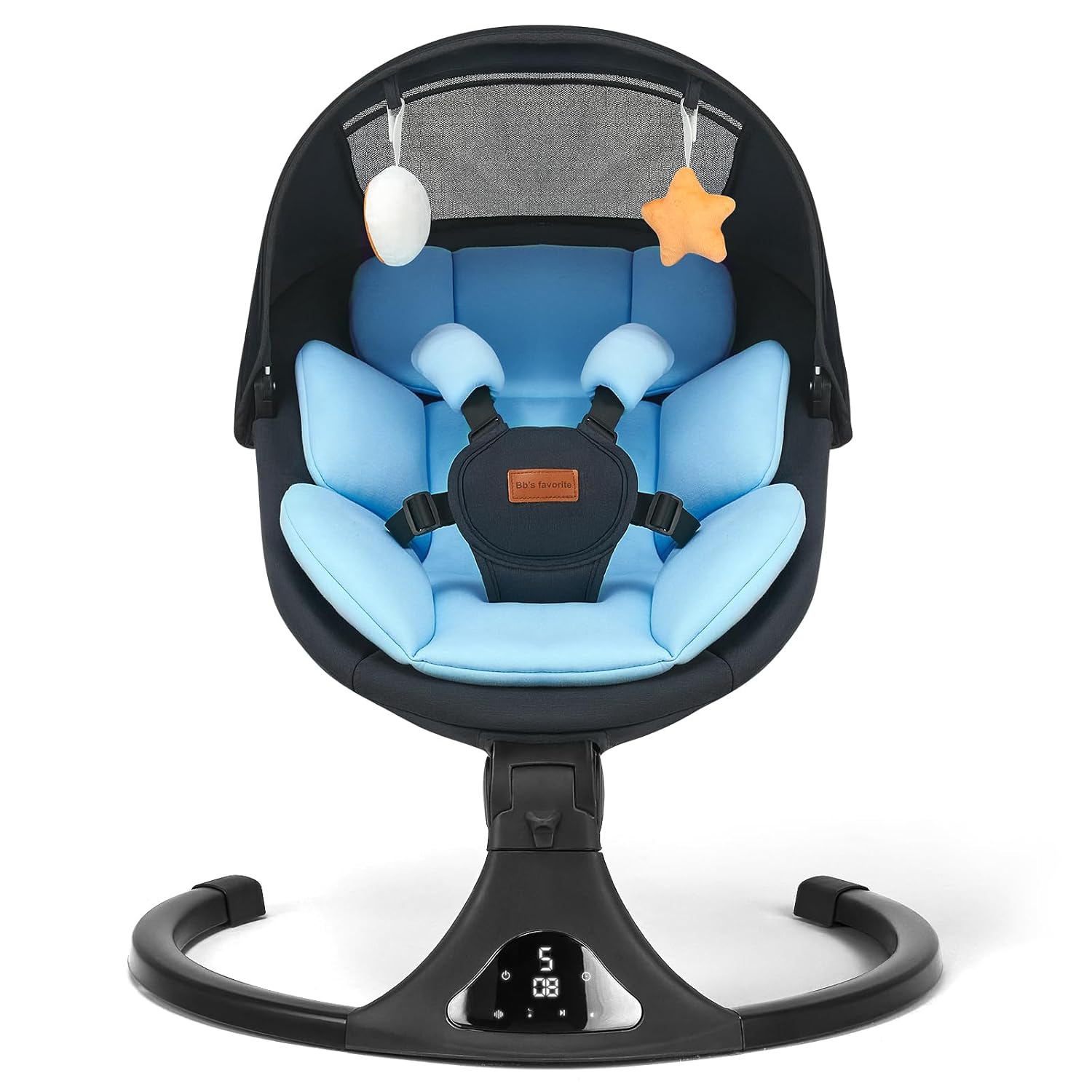 Baby Swing for Infants, Bluetooth Electric Infant Swing with 5 Speed Motions, 12 Melodies & Remote Control, Portable for Newborns 0-9 Months (Max 20 lbs, Blue)