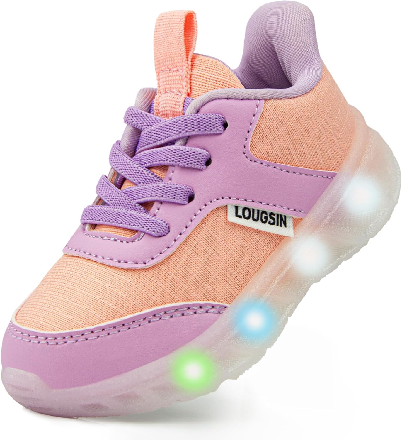 LOUGSIN Kids Light Up Sneakers LED Flashing Tennis Shoes for Boys Girls Lightweight Breathable Flooza Walking Shoes for Toddler and Little Kids