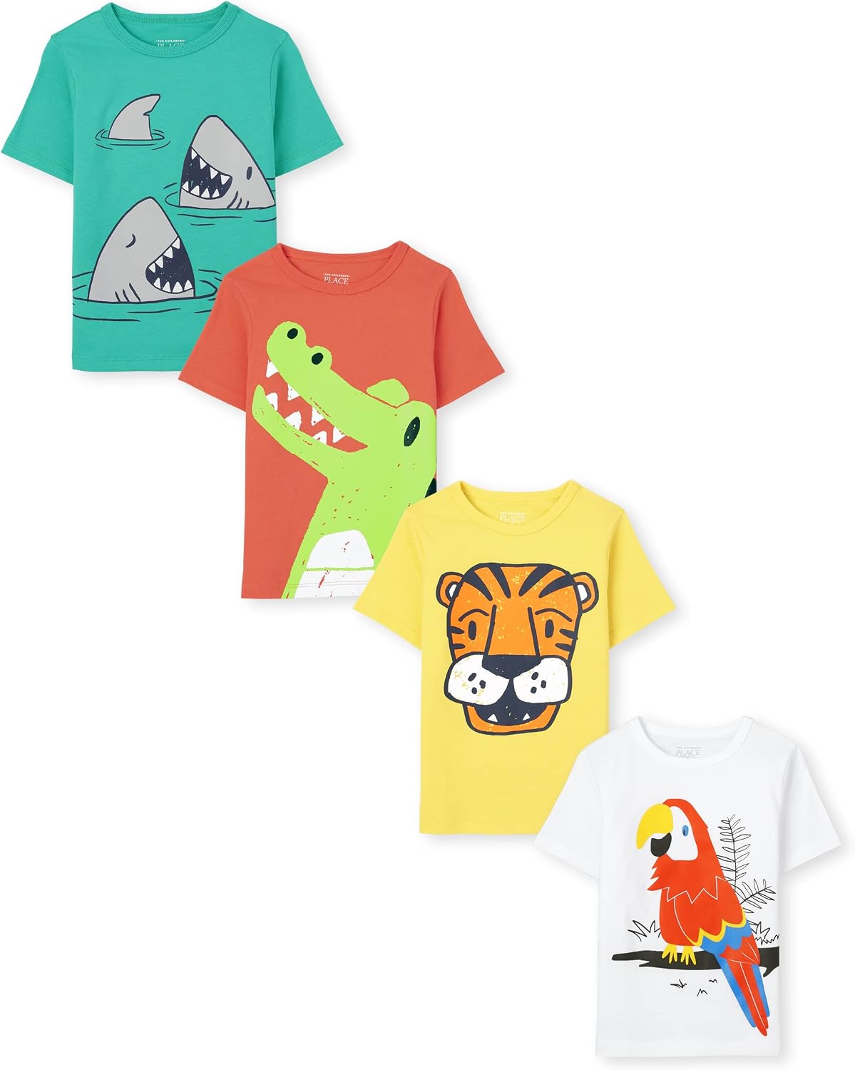 The Children’s Place Baby Boys and Toddler Dinos,Animals,Cars Short Sleeve Graphic T-Shirts,4 Pack
