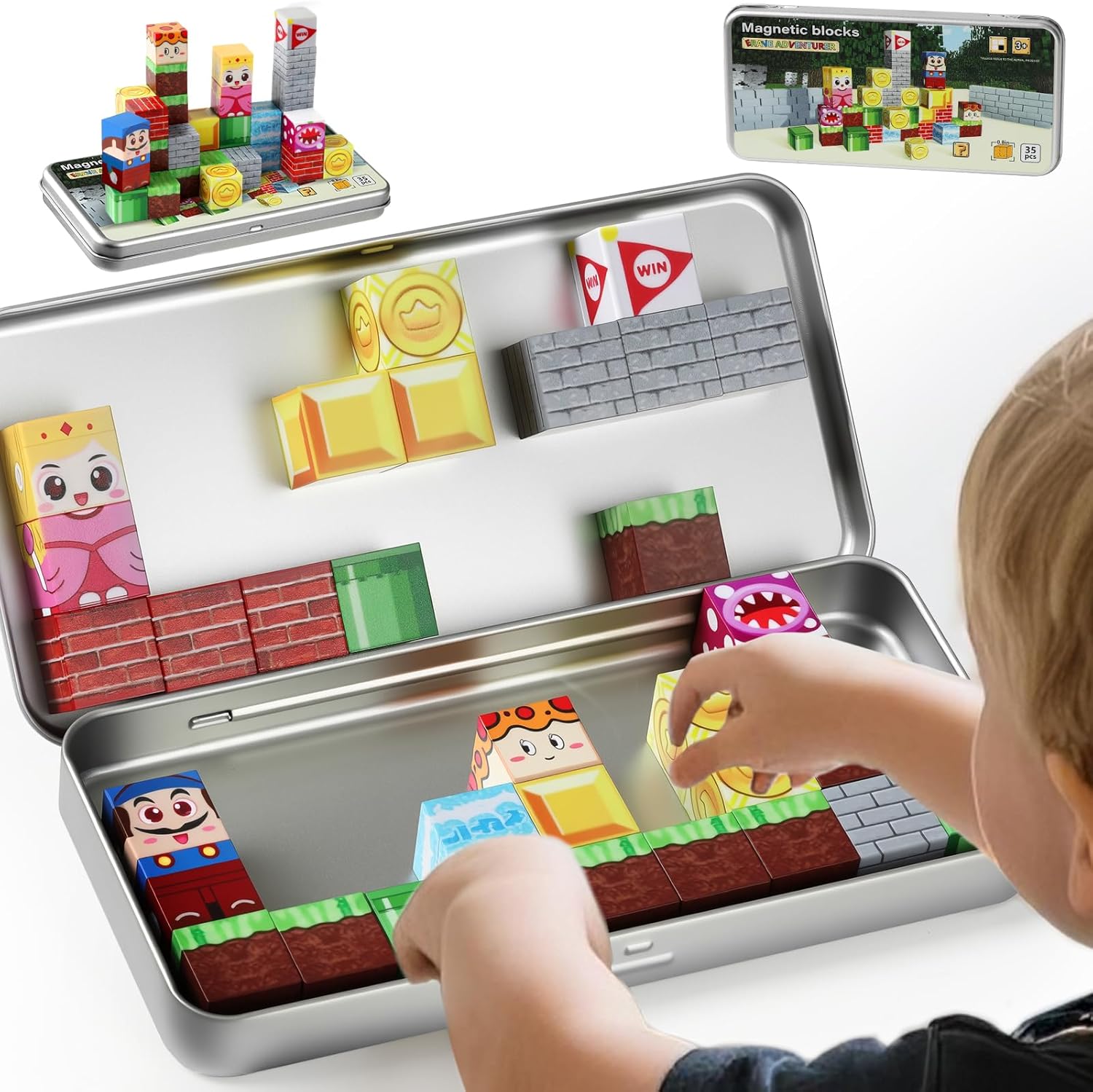 Magnetic Building Blocks for Kids 3-8, STEM Travel Toys for Toddler 4-6, Fine Motor Skills, Sensory Toy, Birthday Gift with Storage Box for Boys Girls Age 3 4 5 6 7 8