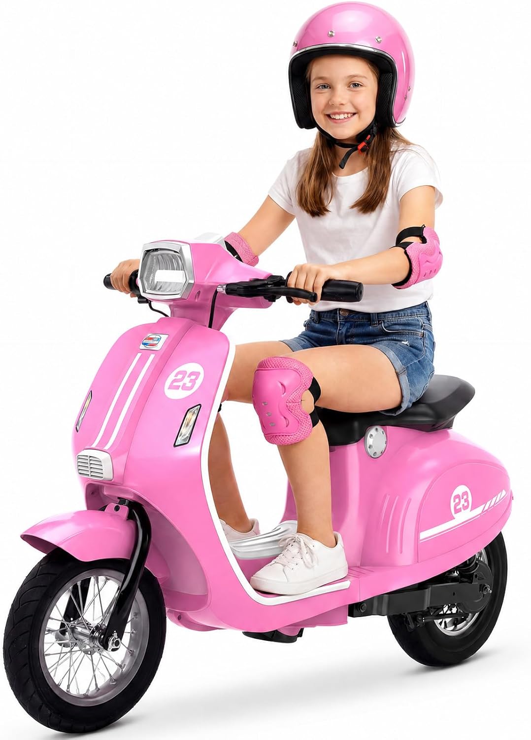 24V Kids Motorcycle, 350W Electric Motorcycle Bike, Up to 14.3MPH, 10AH Battery & 10 Miles, 3-Speeds, Electric Moped Scooter with Music, LED Light & Horn, Ride on Toys for Kids Age 8+, Pink