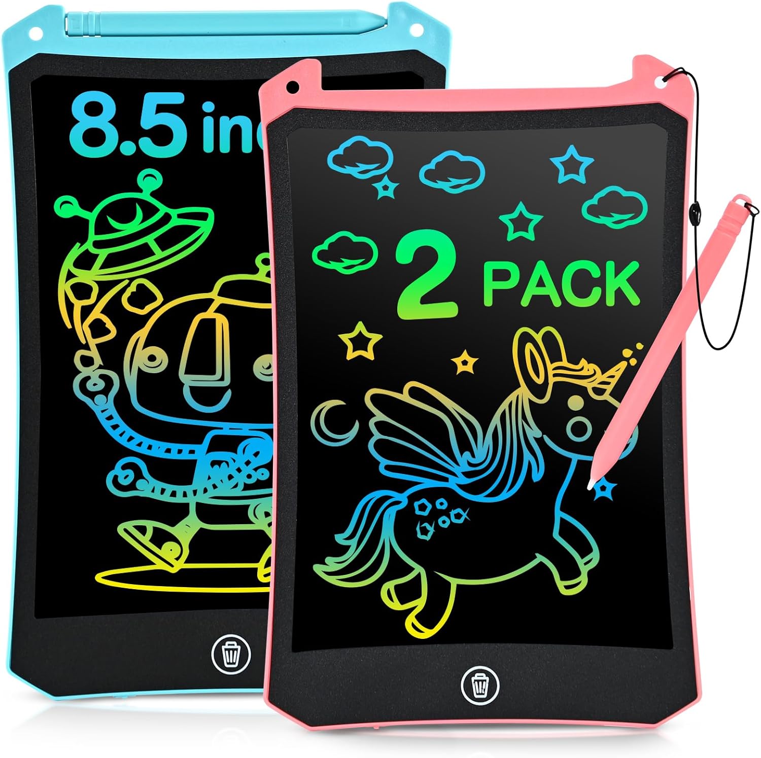 cimetech Toddler Girl Gifts, LCD Writing Tablet 2 Pack, Kids Toys for 3 4 5 6 Year Old Boys, 8.5 Inch Drawing Pad Painting Coloring Books, Travel Essentials Activities, Birthday Gifts Toddler Age 1-3