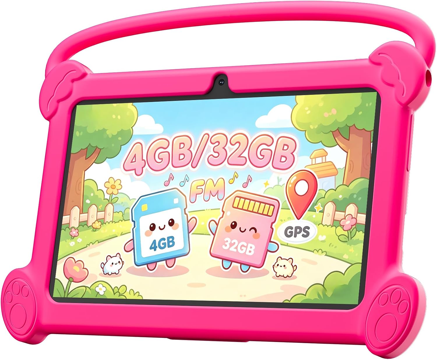 DIGITHINK Kids Tablet 7 inch 3-9 with Protective Case, 4GB (2GB+2GB Expand) RAM 32GB ROM, Toddler Tablets, Andriod Educational Learning Device,Prarent Control, Netflix,YouTube,aiwawa apps (Rose Red)