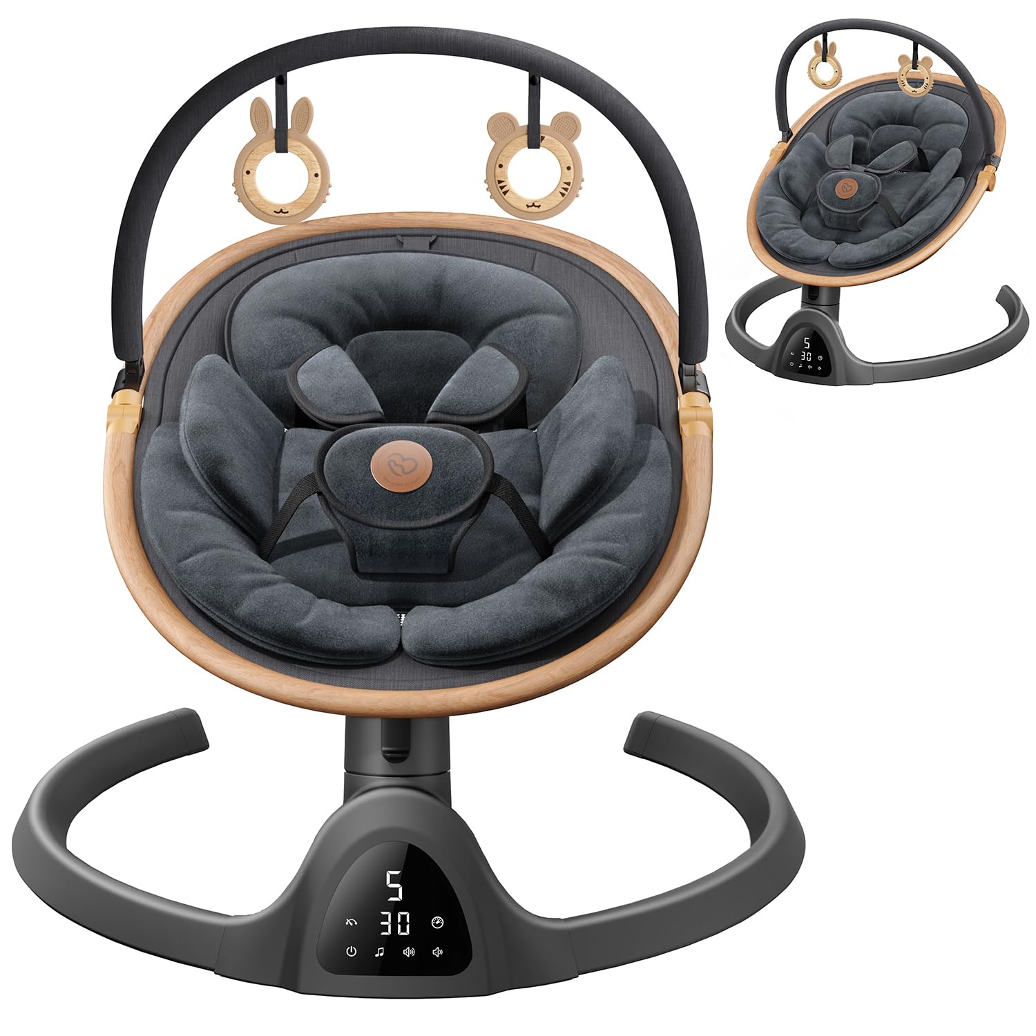 Baby Swings for Infants, Fasonbaby Bluetooth Infant Swing with Music Speaker with 3 Seat Positions, 5 Speeds and Remote Control – Portable Baby Swing for Indoor and Outdoor (Black)