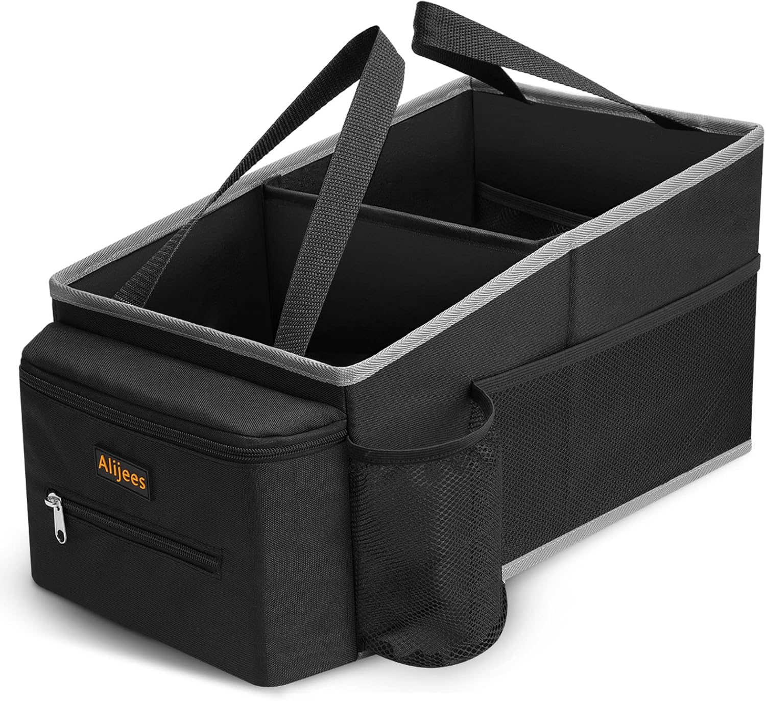 Car Seat Organizer – Backseat Car Organizer with Cup Holders, Car Storage Organization for Front Back Passenger Seat, Road Trip Essentials Kids for Travel Car Accessories, Black