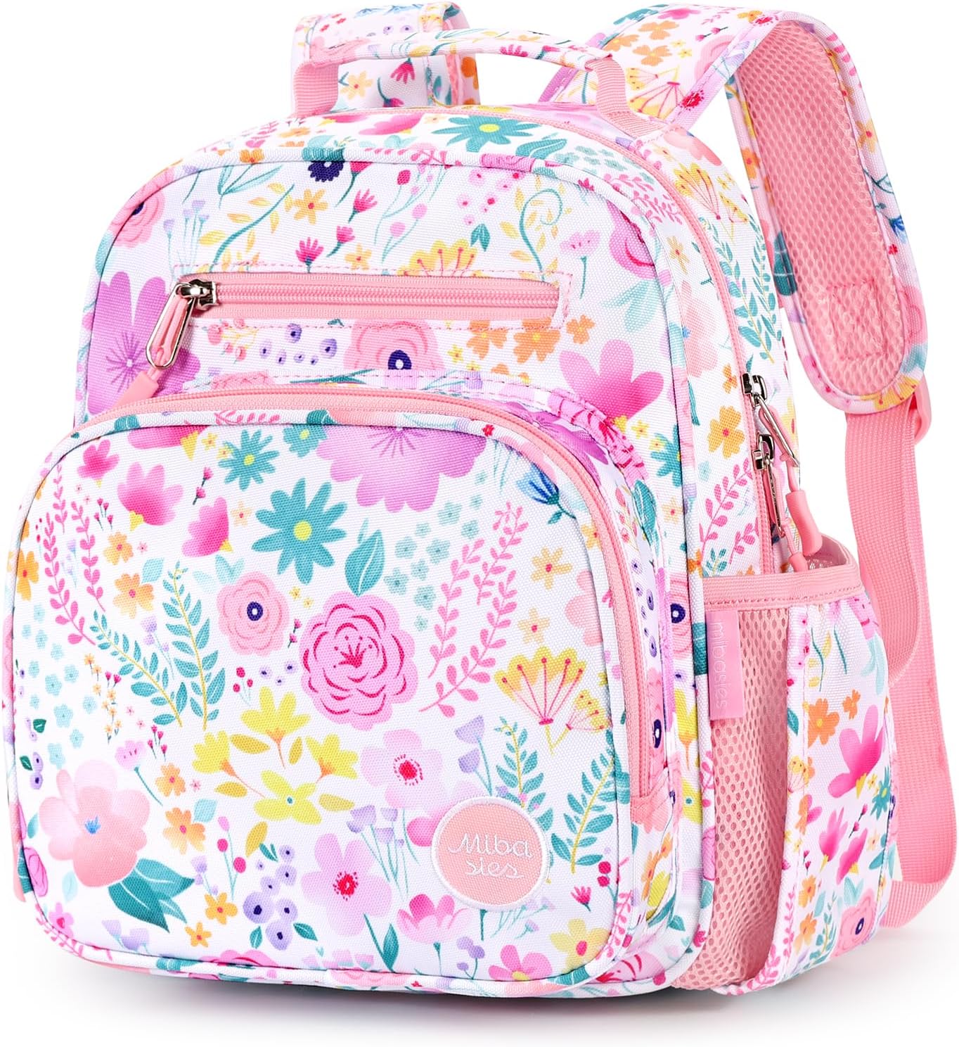 mibasies Toddler Backpack for Girls 2-4: Preschool Kindergarten Backpack – Cute Kids Backpacks for Girls – Flower Pink