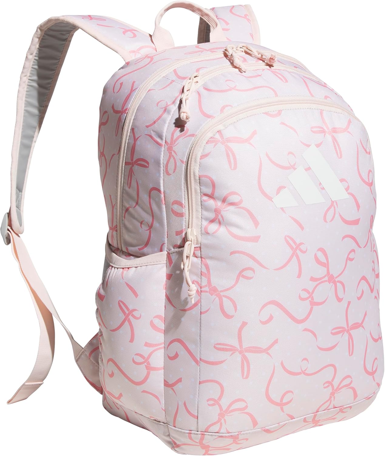 adidas Kids Affiliate Backpack – School Bag for Girls and Boys, 27L, Bow Print Pink Tint/Pink Tint, OSFA