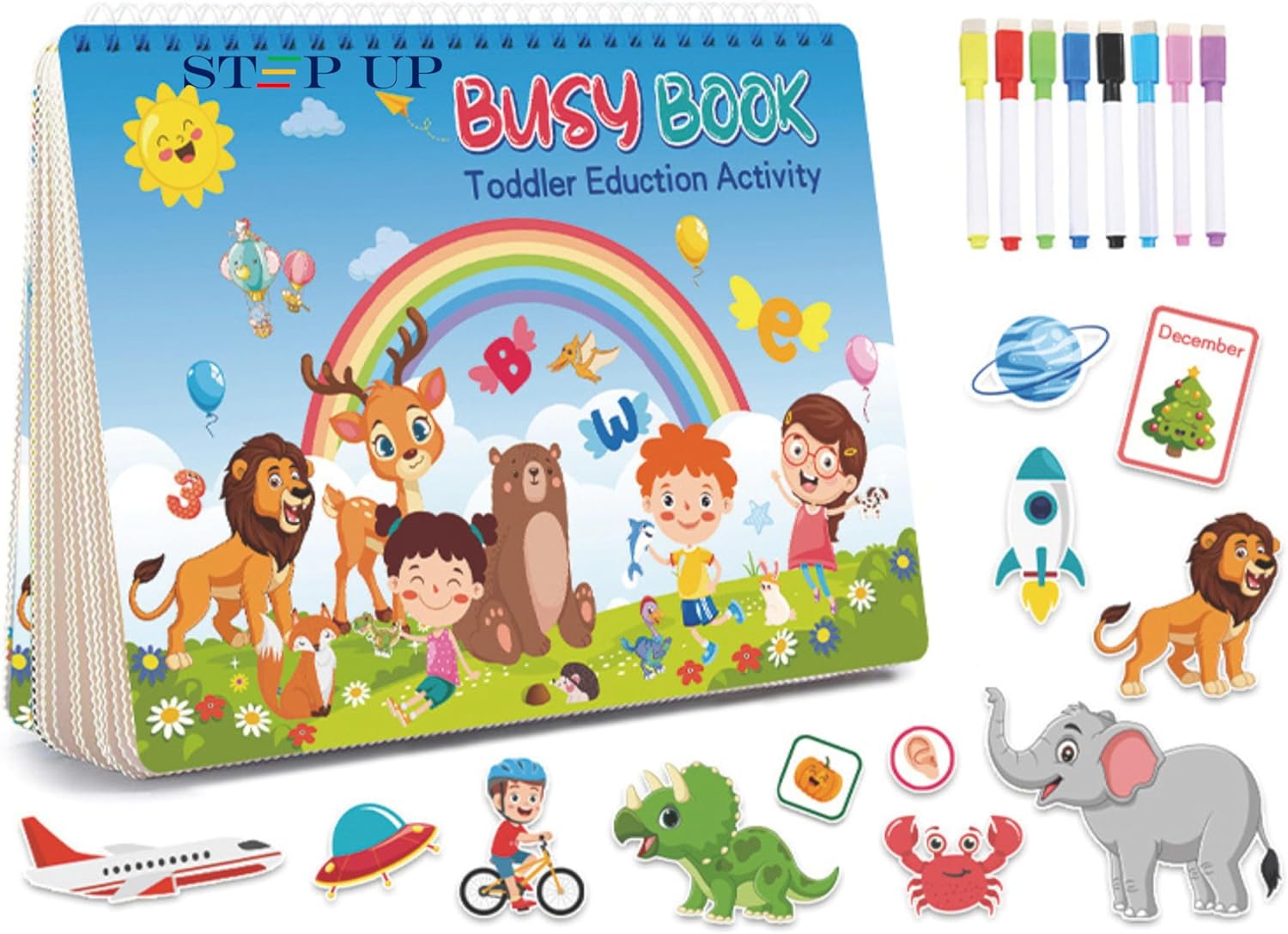 Busy Book for Toddlers 3-5, Travel Busy Book Preschool Learning Activities,Birthday Gifts for Boys Toddlers, Travel Toys for Airplane Car for Kids Ages 4-8, Autism Sensory Travel Toys