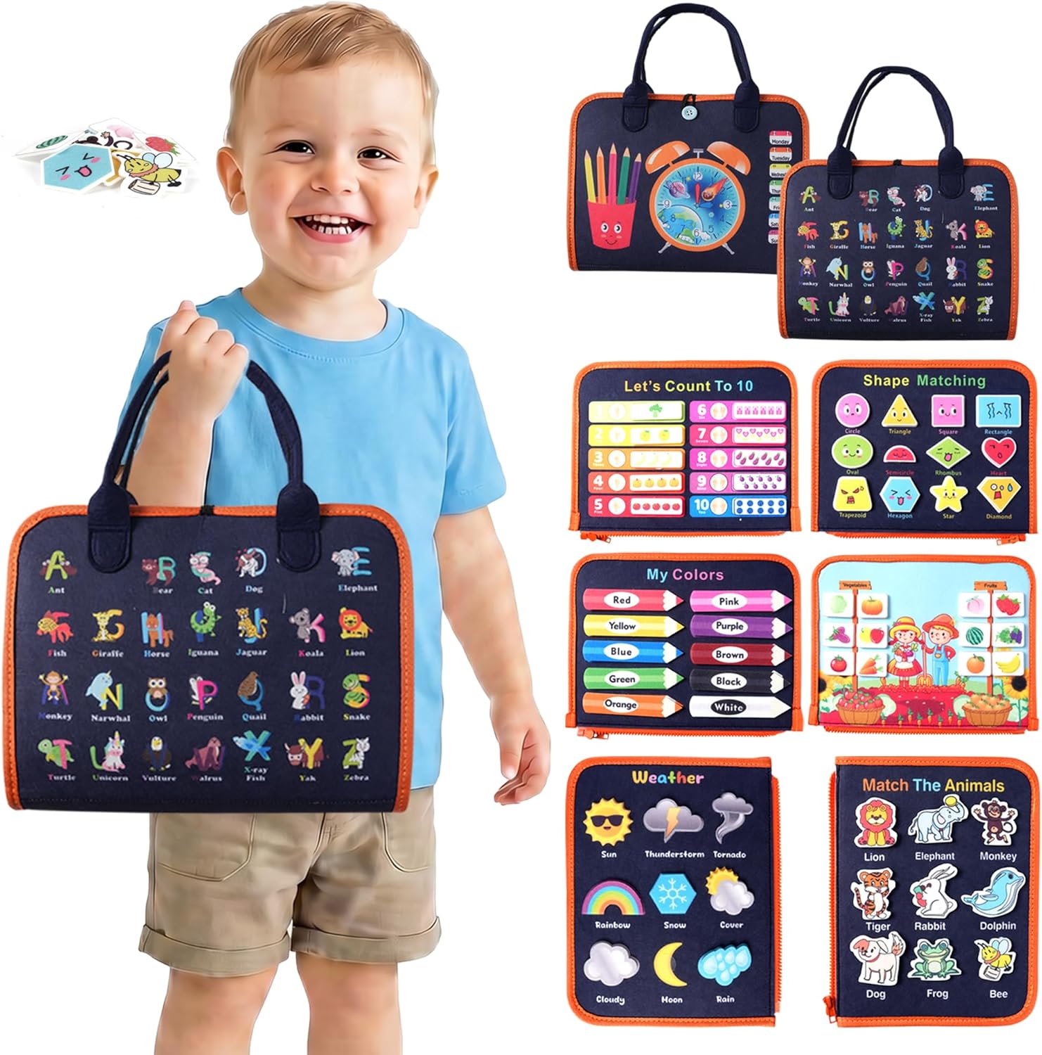 Teefrye Toddler Busy Board Montessori Toys for Boy, Activity Book Educational for Learning Fine Motor Skills, Travel Toys for Airplane Car, Birthday Gifts for Boys Toddlers
