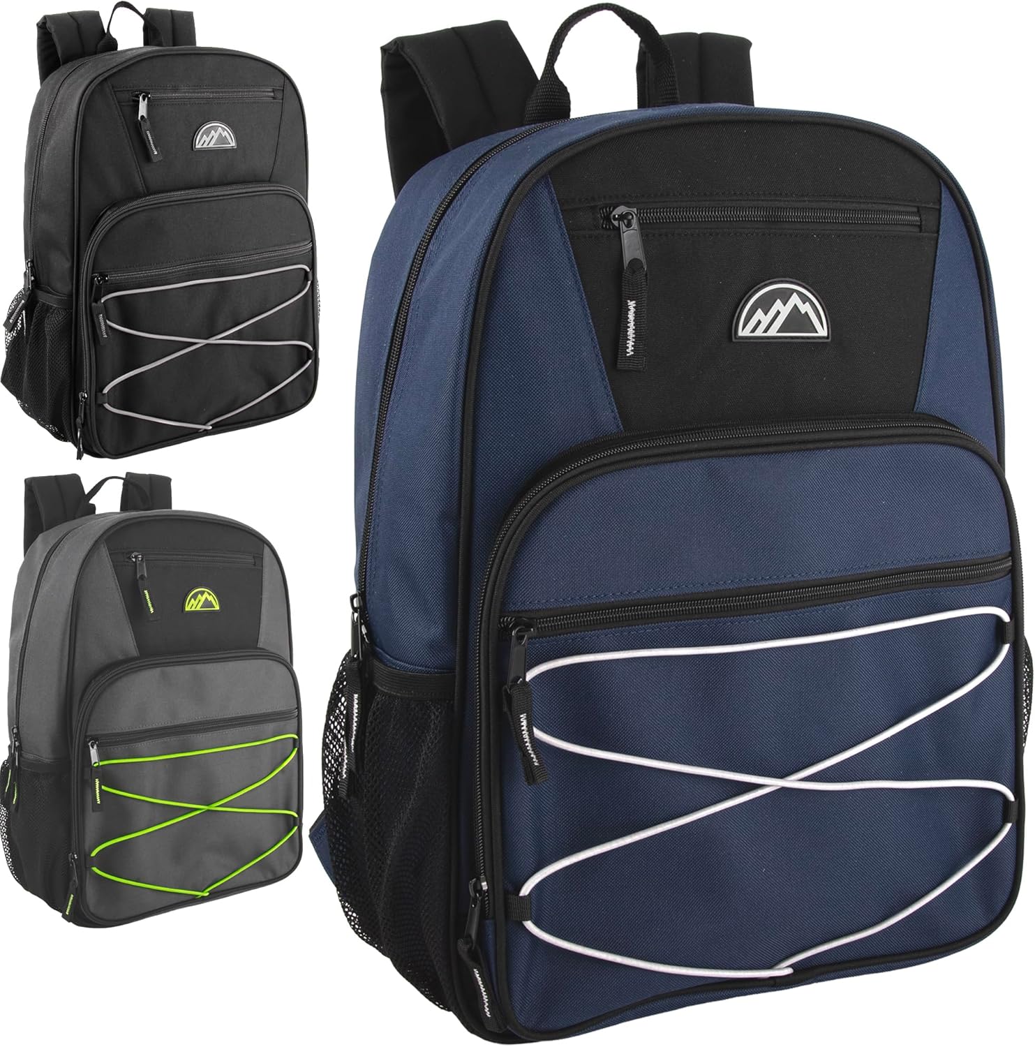 Trail maker 24 Pack Multipocket 17 Inch Bungee Cord Sport Backpacks for Travel, Commute
