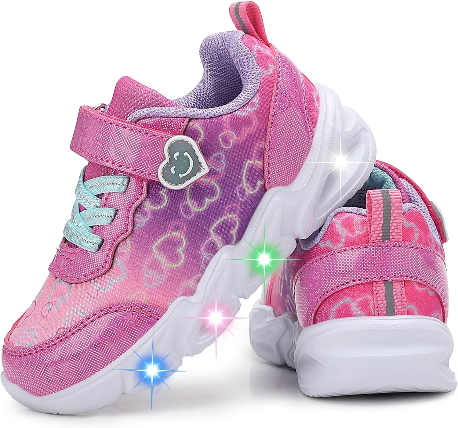 Light Up Toddler Girls Boys Shoes LED Sneakers Lightweight Breathable Adjustable Strap for Toddler/Little Kids