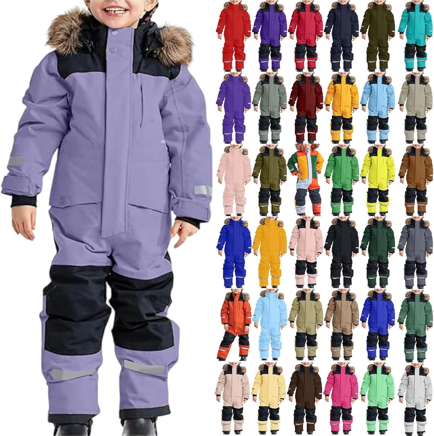 Snow Suit for Kids Boys Girls One Piece Snowsuit Waterproof Windproof Winter Outdoor Overalls Snowboarding Ski Suits