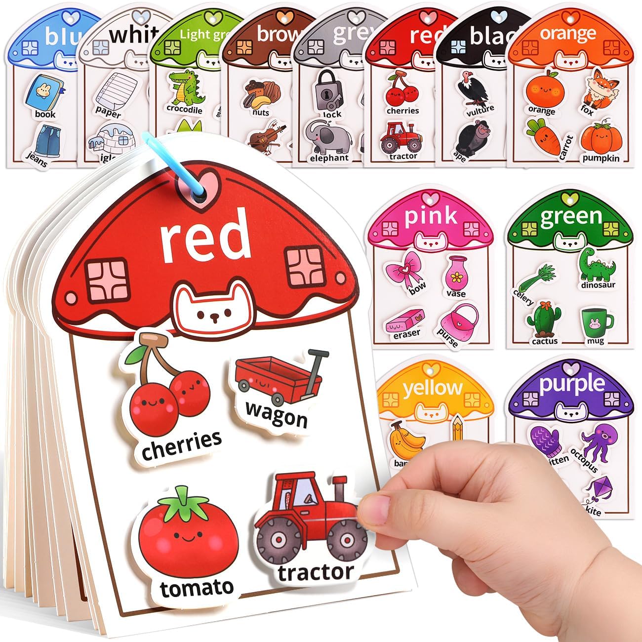 Montessori Busy Book Color Sorting Toys for Toddlers 2-4, Educational Preschool Learning Activities for Kids, Sensory Fine Motor Matching Games for 3 Year Old Boys Girls Gifts