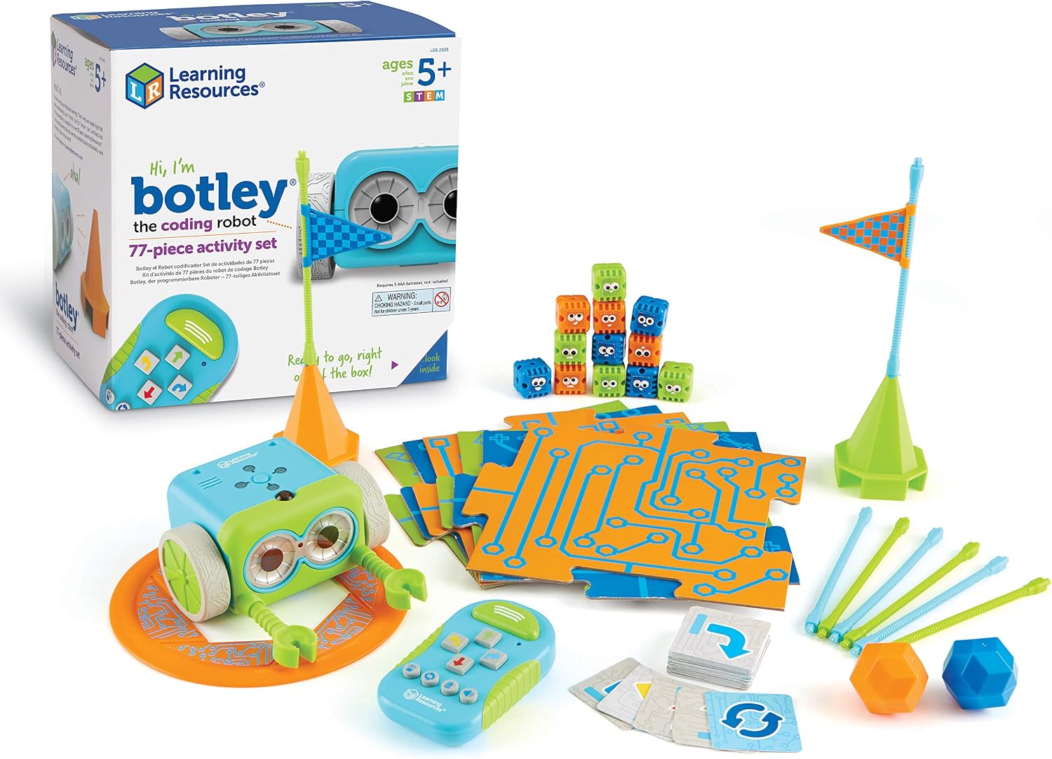 Learning Resources Botley The Coding Robot Activity Set – 77 Pieces, Ages 5+, Screen-Free Coding Robots for Kids, STEM Toys for Kids, Programming for Kids, for Kids