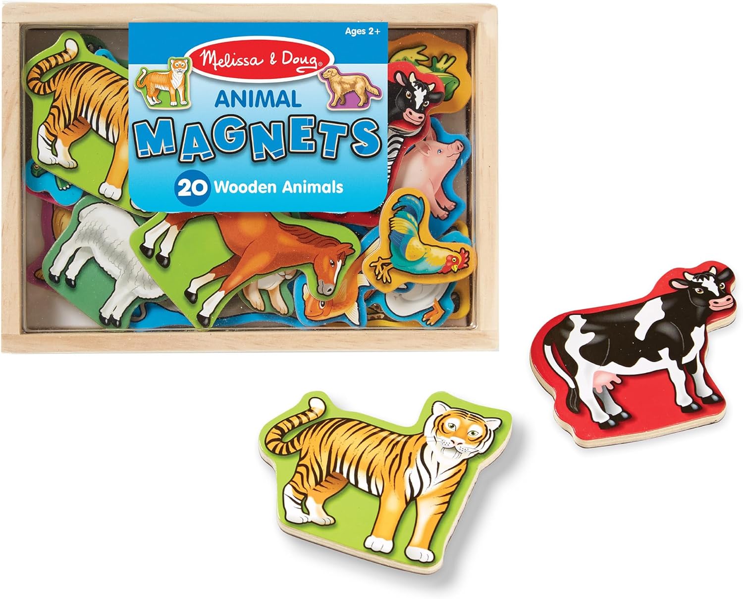 Melissa & Doug Wooden Animal Magnets Set (20 Pieces) – Farm, Zoo & Pet Fridge Magnets in Storage Box – Montessori Preschool Learning Toys for Toddlers & Kids Ages 2+ – FSC-Certified