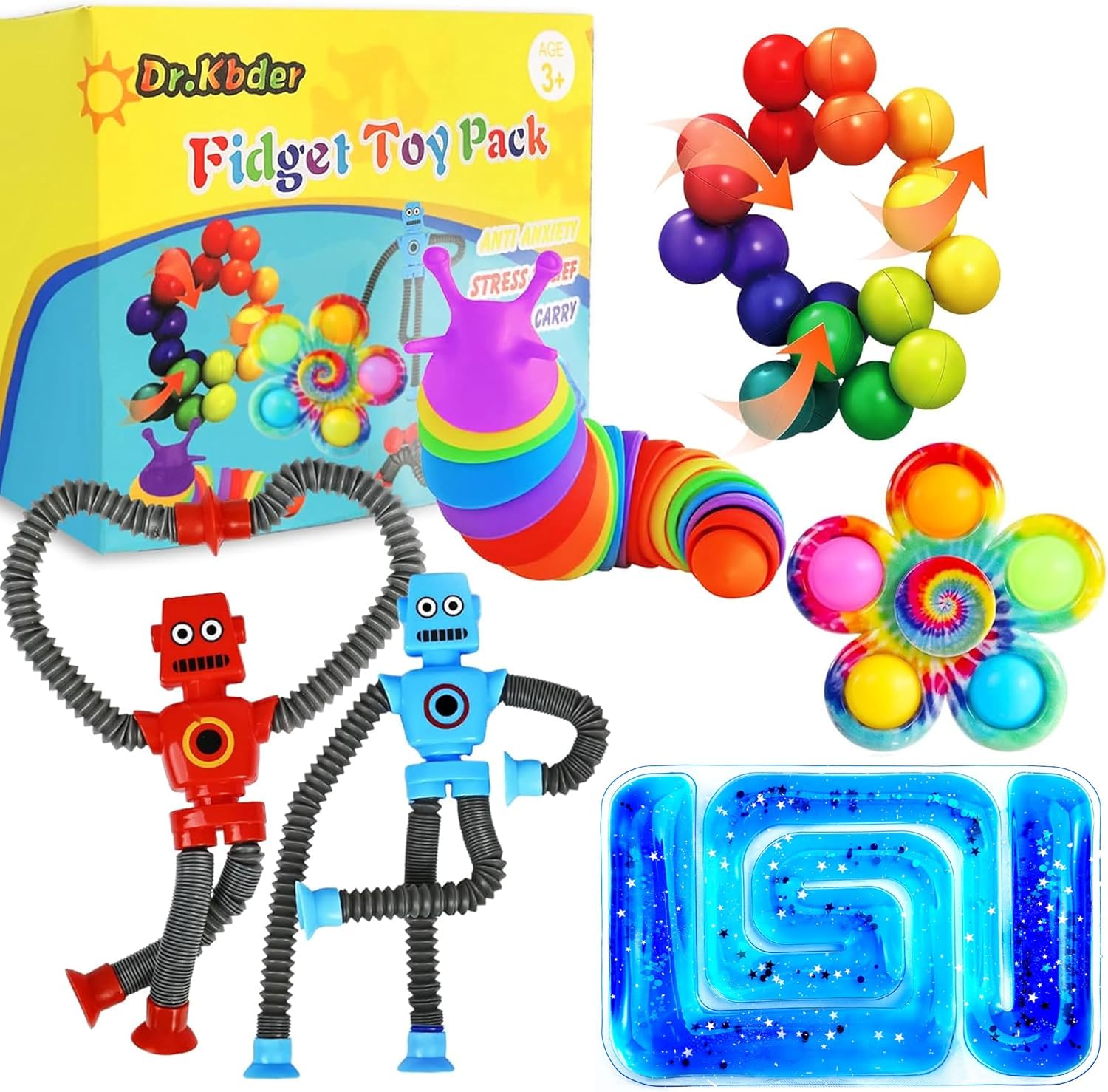 6Pack Sensory Autism Toys for Tollder Kids, Airplane Travel Road Trip Restaurant Toy for Age 3-5 5-7 Fidget Classroom Must Have Treasure Prize Autistic ADHD Easter Basket Stuffers Gifts