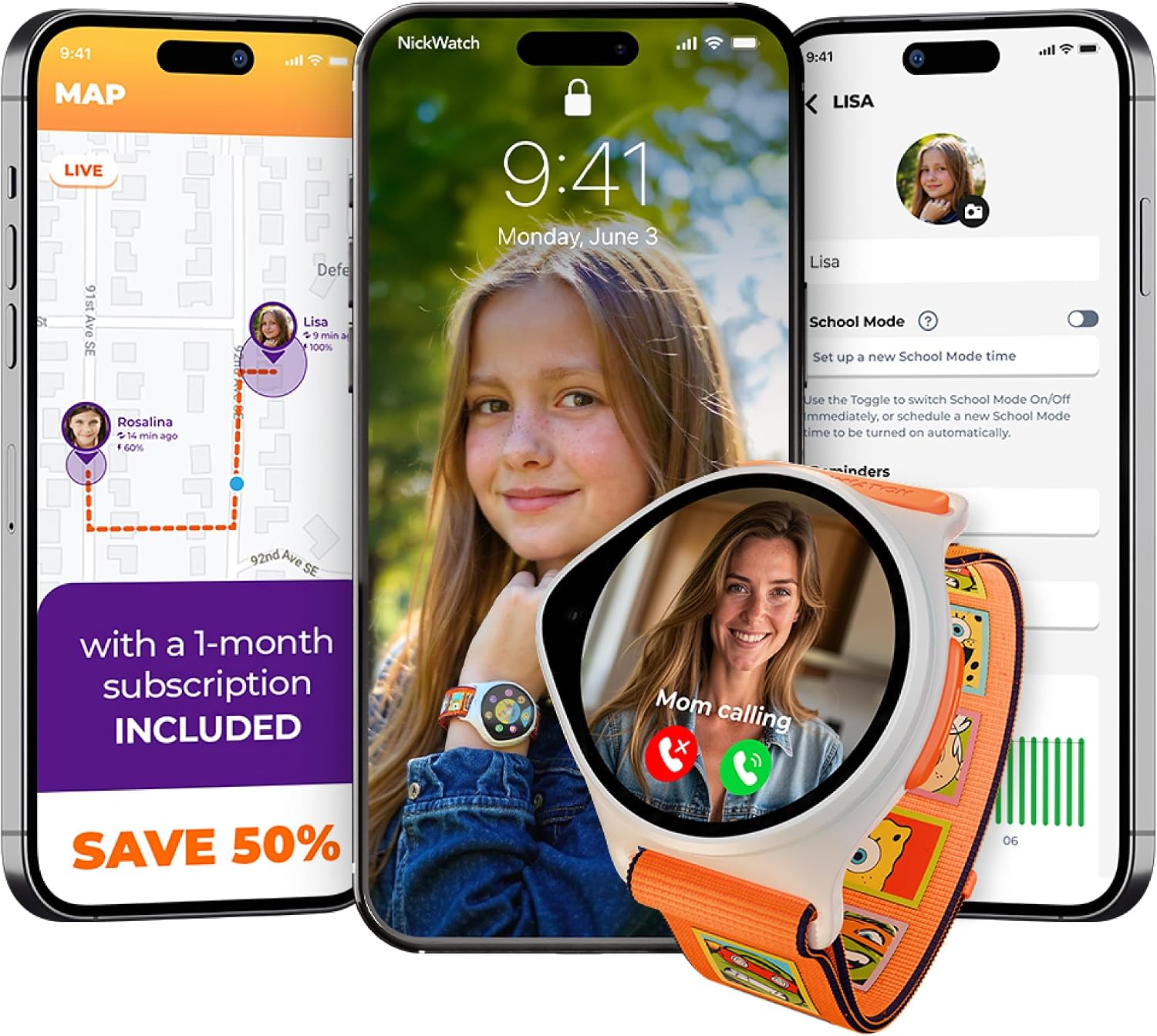 Kids Smart Watch with GPS Tracker Up to 24H Battery Work, SOS, & Parental Controls Smartwatch, Kid Phone Call and Text, Boys & Girls, 4G Smart Watch for Kids Requires Data Plan – First Month Free