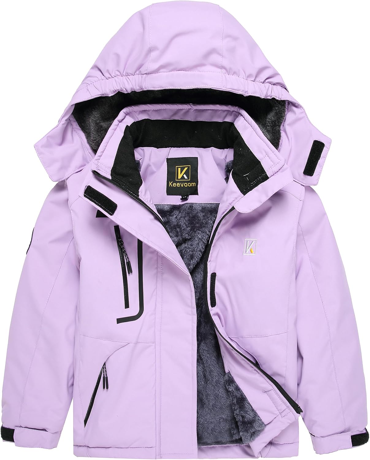Keevoom Girl’s Ski Jacket Winter Warm Thick Snow Coat Windproof Kids Outdoor Hooded Jackets