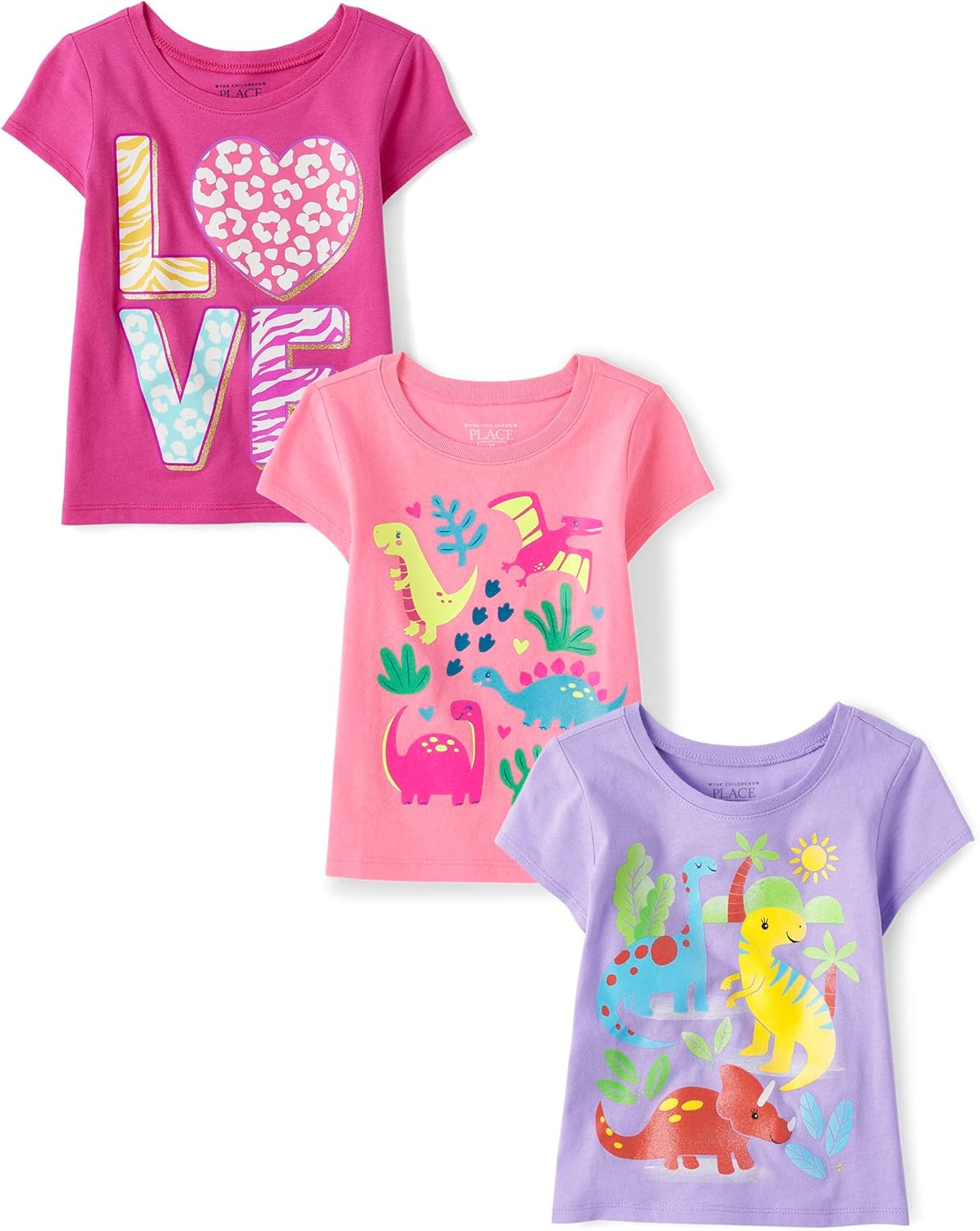 The Children’s Place Baby Girls’ and Toddler Unicorns,Butterflies,Trends Short Sleeve Graphic T-Shirts,3 Pack