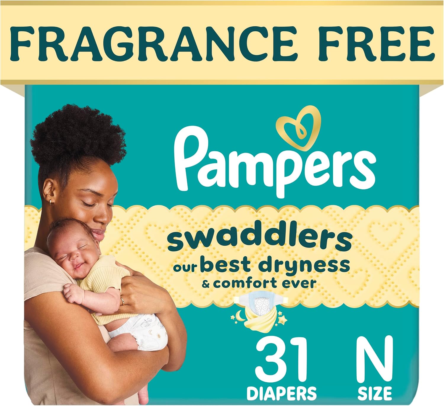 Pampers Swaddlers Diapers, Size 0 (up to 10 lbs), 31 Count, Hypoallergenic, Absorbent, Keeps Baby Dry and Comfortable, Skin Safe Disposable Newborn Baby Diaper