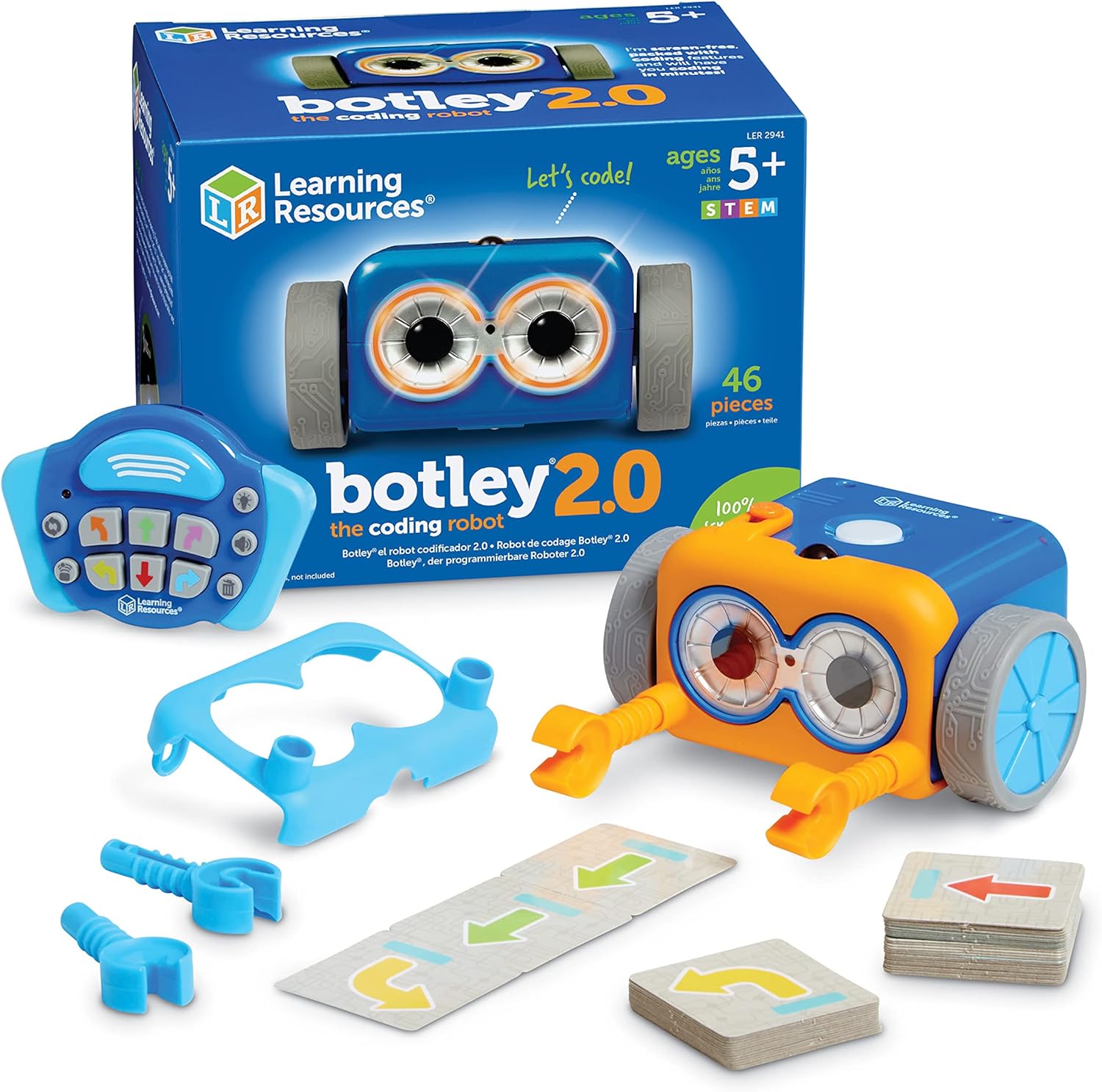 Learning Resources Botley the Coding Robot 2.0 – STEM Toys, Programming for Kids, Electronic Screen-Free Toys, Critical Thinking, Ages 5+,46 pieces