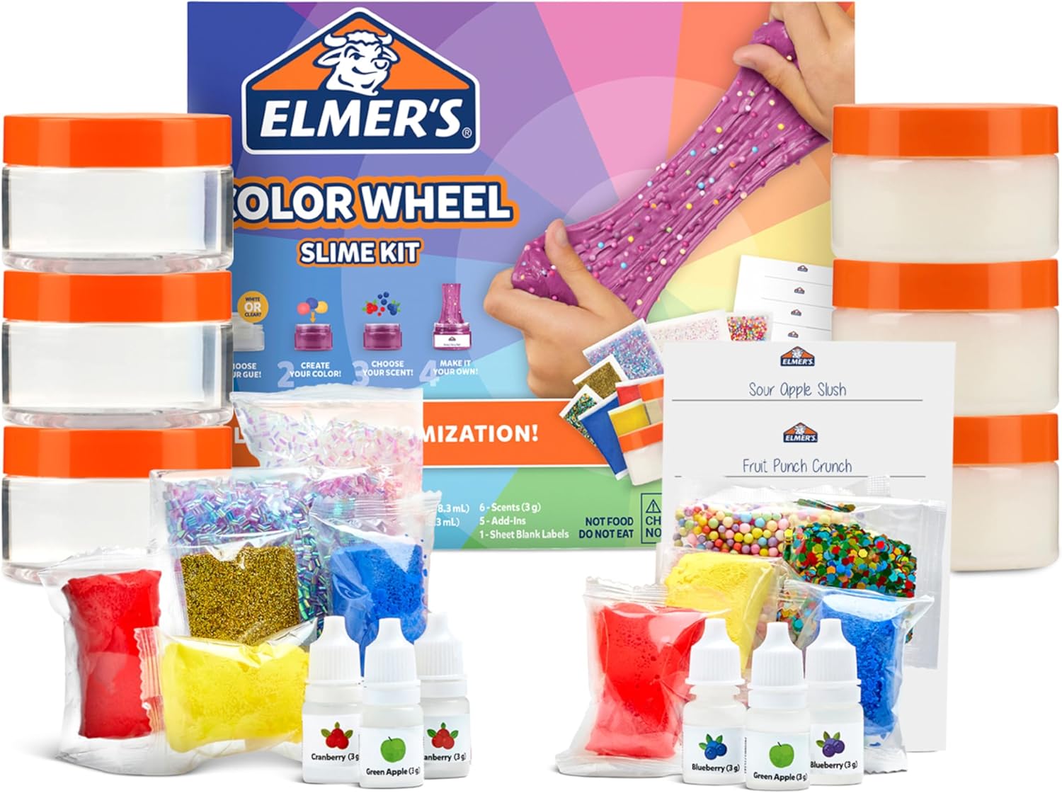Elmer’s Color Wheel Slime Kit, Includes Premade Slime, Clay Color Pigments, Scents, Sheet Labels, 24 Piece Kit – Arts & Crafts, Kids DIY Fun, Summer Activity