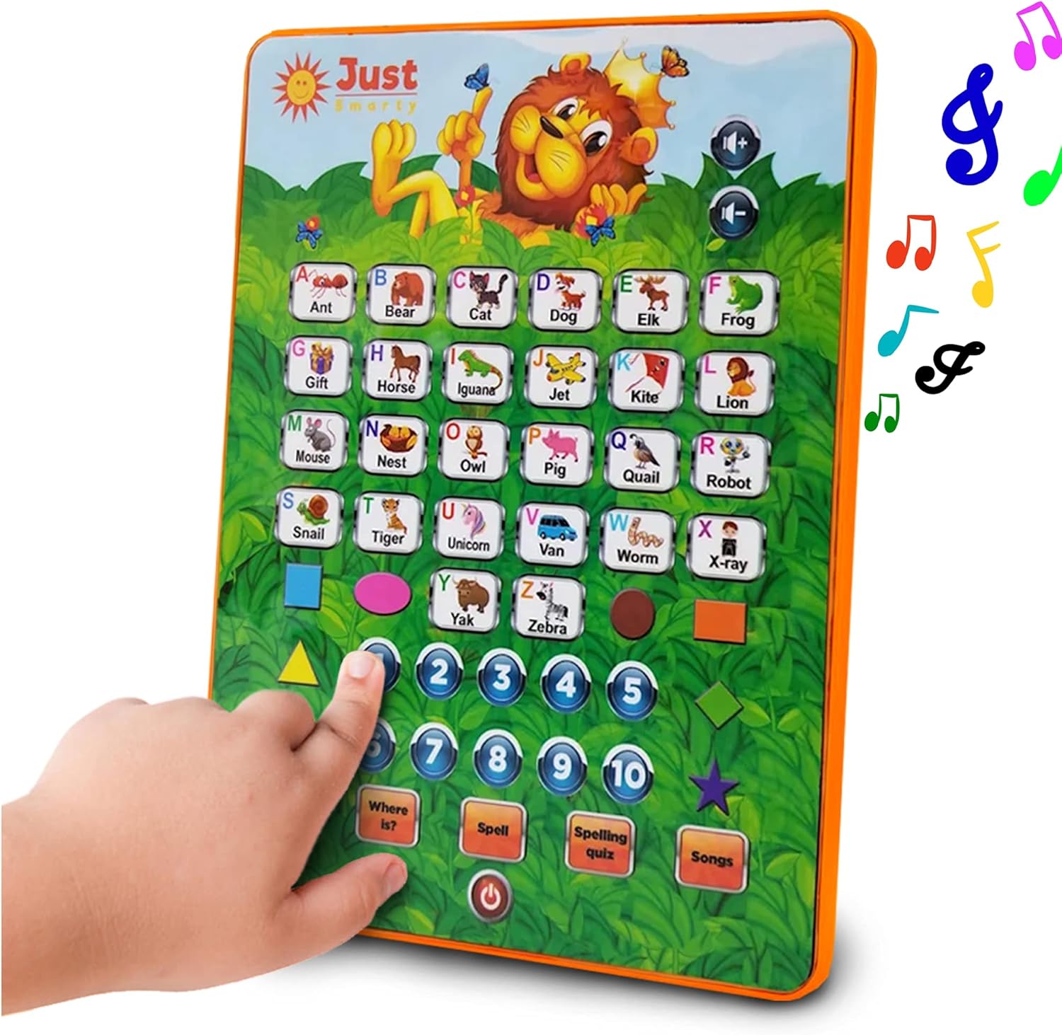 Just Smarty Alphabet Tablet to Learn Letters, ABC, Numbers, Shapes, Colors, Music & Words, Interactive Toddler Learning & Education Toys for Kids – Gifts for Age 3 4 5 Year Old Boys and Girls