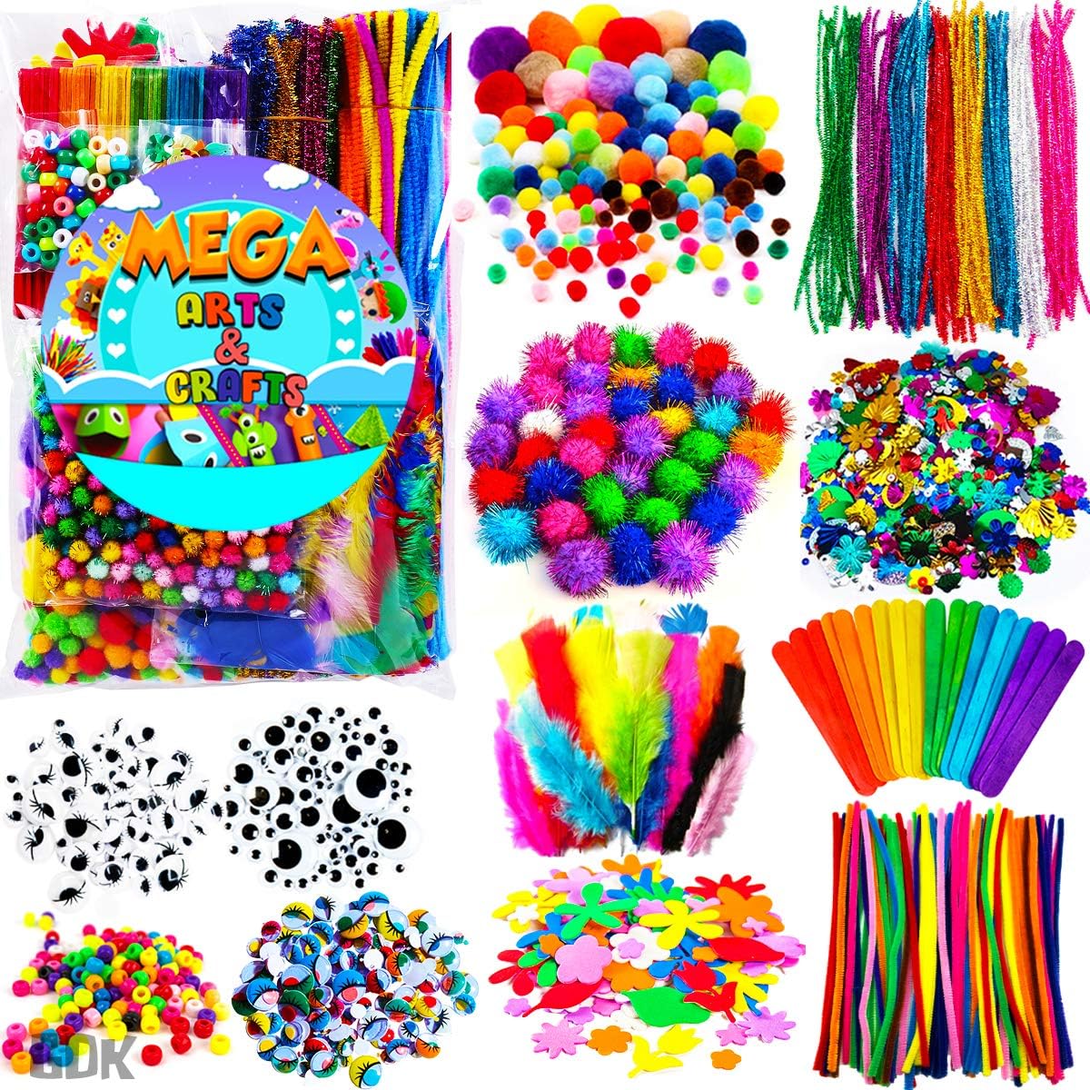 Goody King Arts and Crafts Supplies for Kids – 1170Pcs+ Craft Art Supply Kit for Toddlers Kids Craft Supplies & Materials Age 4 5 6 7 8 9 – Christmas D.I.Y. Crafting School Supplies