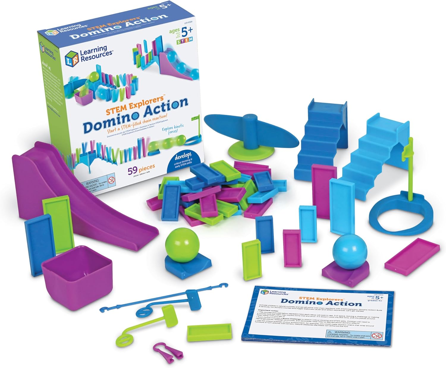 Learning Resources STEM Explorers Domino Action – 59 Pieces, Age 5+ STEM Toys for Kids, Domino for Kids