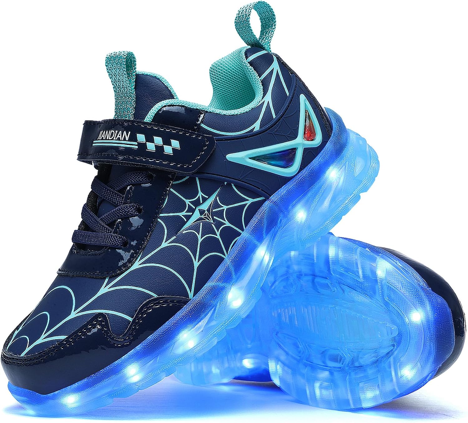 Glow LED Light-Up Shoes for Kids, Athletic Basketball Sneakers for Boys & Girls – Dynamic Web-Style High-Tops with Bright Flashing Lights for Toddlers