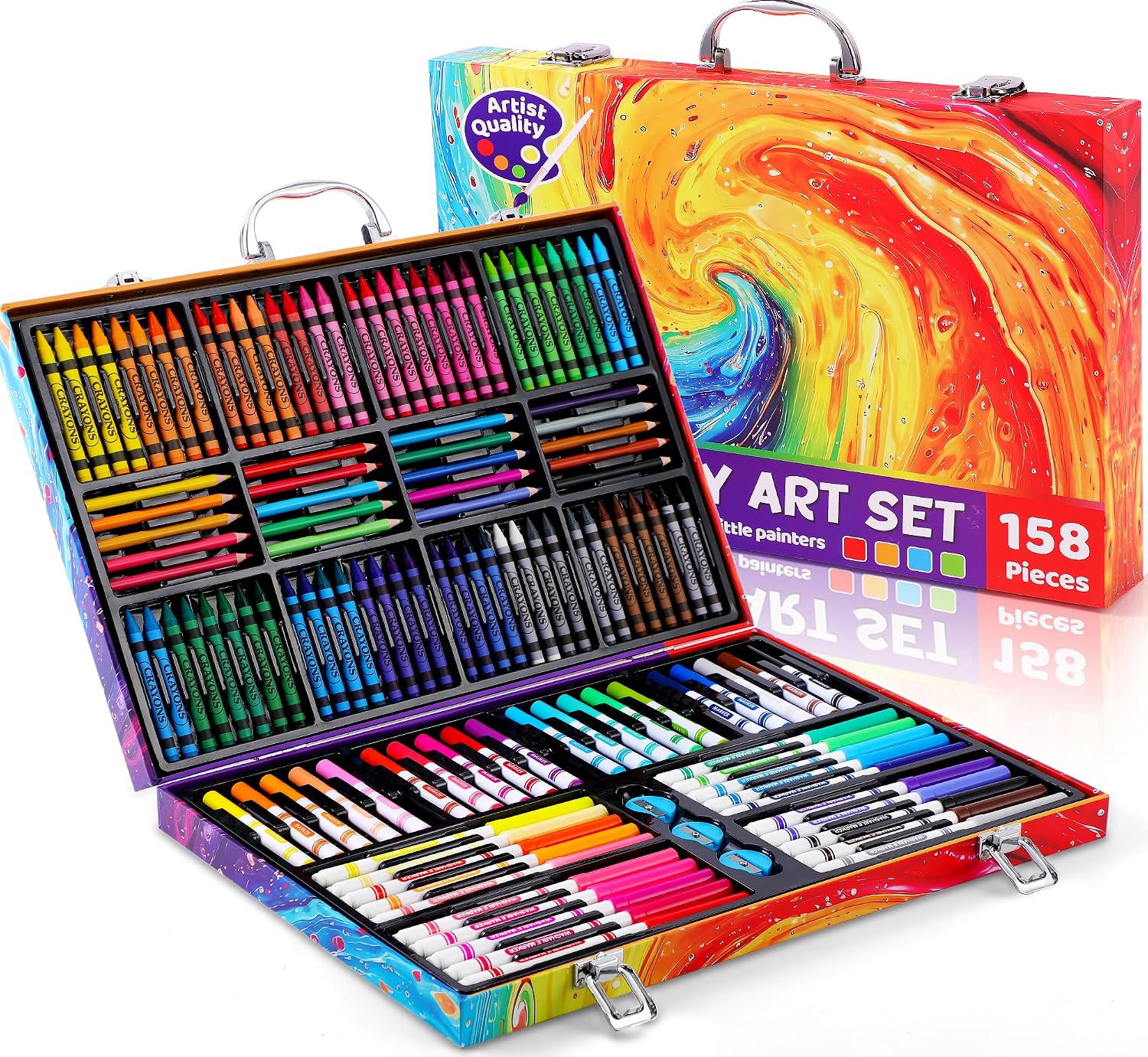 158 Pcs Art Supplies for Kids Ages 4-8, 6-8, Deluxe Art Kit Crafts Drawing Painting Set with Crayons, Colored Pencils, Markers – Christmas Gift for 4 5 6 7 8 9 10 11 12 Year old Toddlers Girls Boys