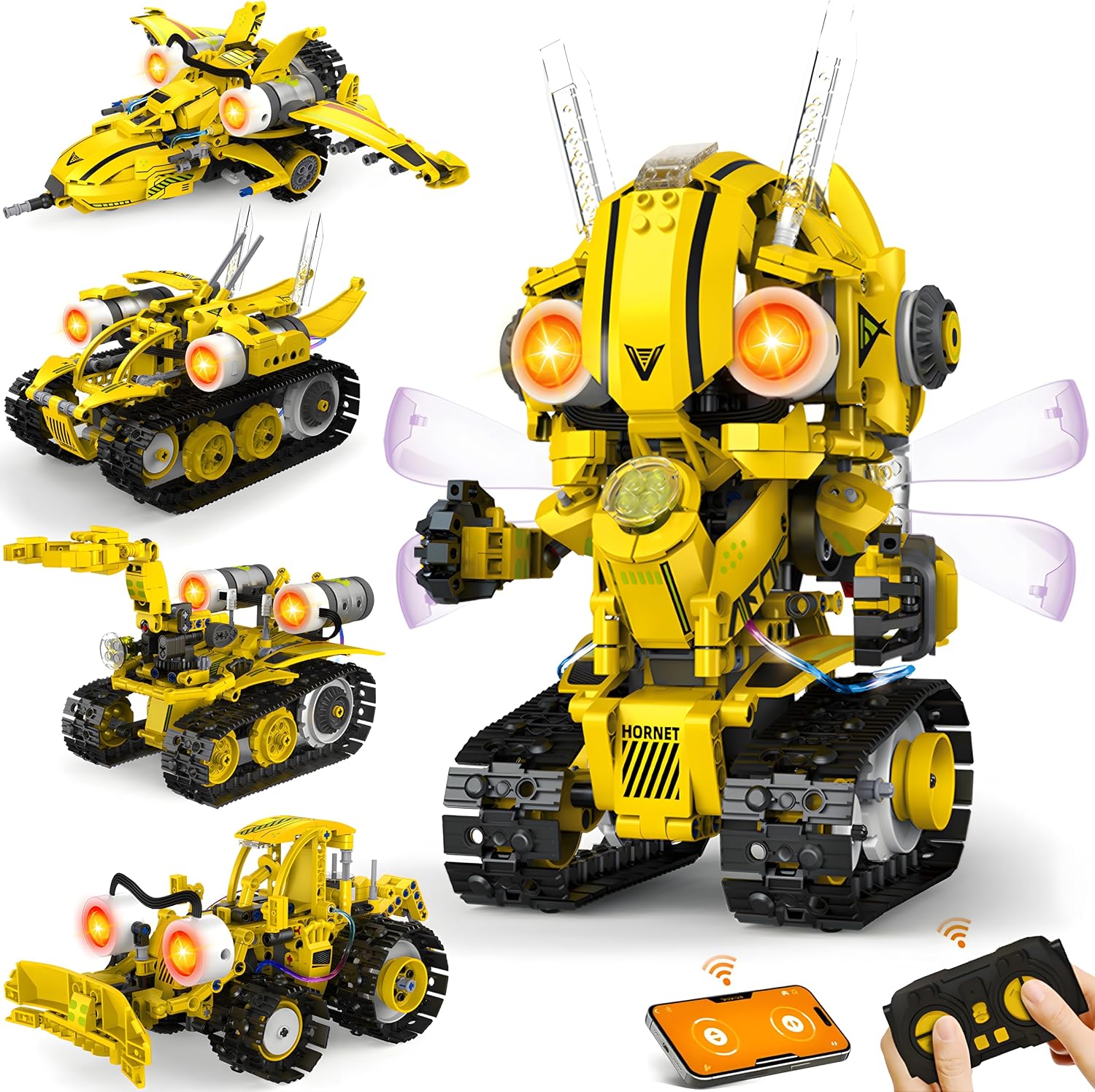 Ivrmtal Robot Building Toys for Kids, 5-in-1 Remote & APP Controlled STEM Building Set for Boys Age 8-12 Technic Coding Robotic Kit Led-Lights Easter Gift for Kids Age 8 9 10 11 12 13 14+ (673pcs)