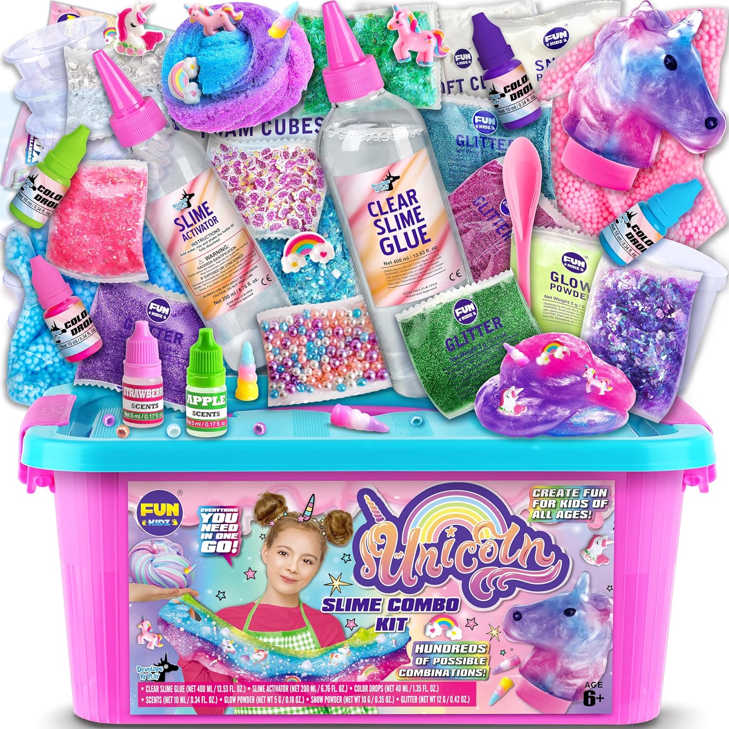 Fluffy Unicorn Slime Kit for Girls, FunKidz Cloud Slime Gift for Ages 6+ Kids Fun Slime Making Kit Awesome Craft Toy Birthday Present Ideas