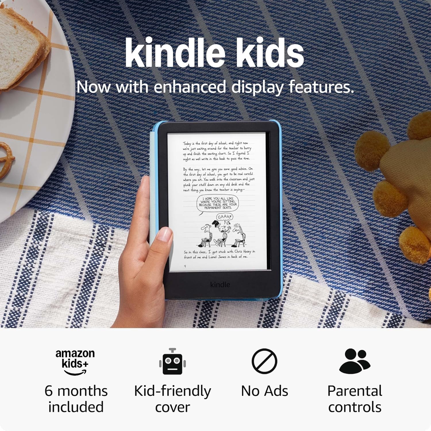 Amazon Kindle Kids 16GB (newest model) – If it breaks, we will replace it, includes ad-free books and cover, with glare-free display, faster page turns – Ocean Explorer