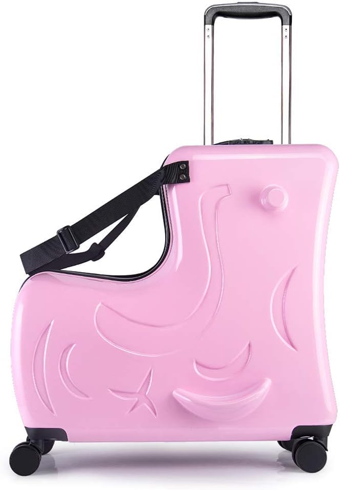 N-A Kids Ride On Suitcase with Wheels, Scooter Luggage for Toddlers Travel, Durable Children’s Suitcase for Boys & Girls Ages 2-15 Years