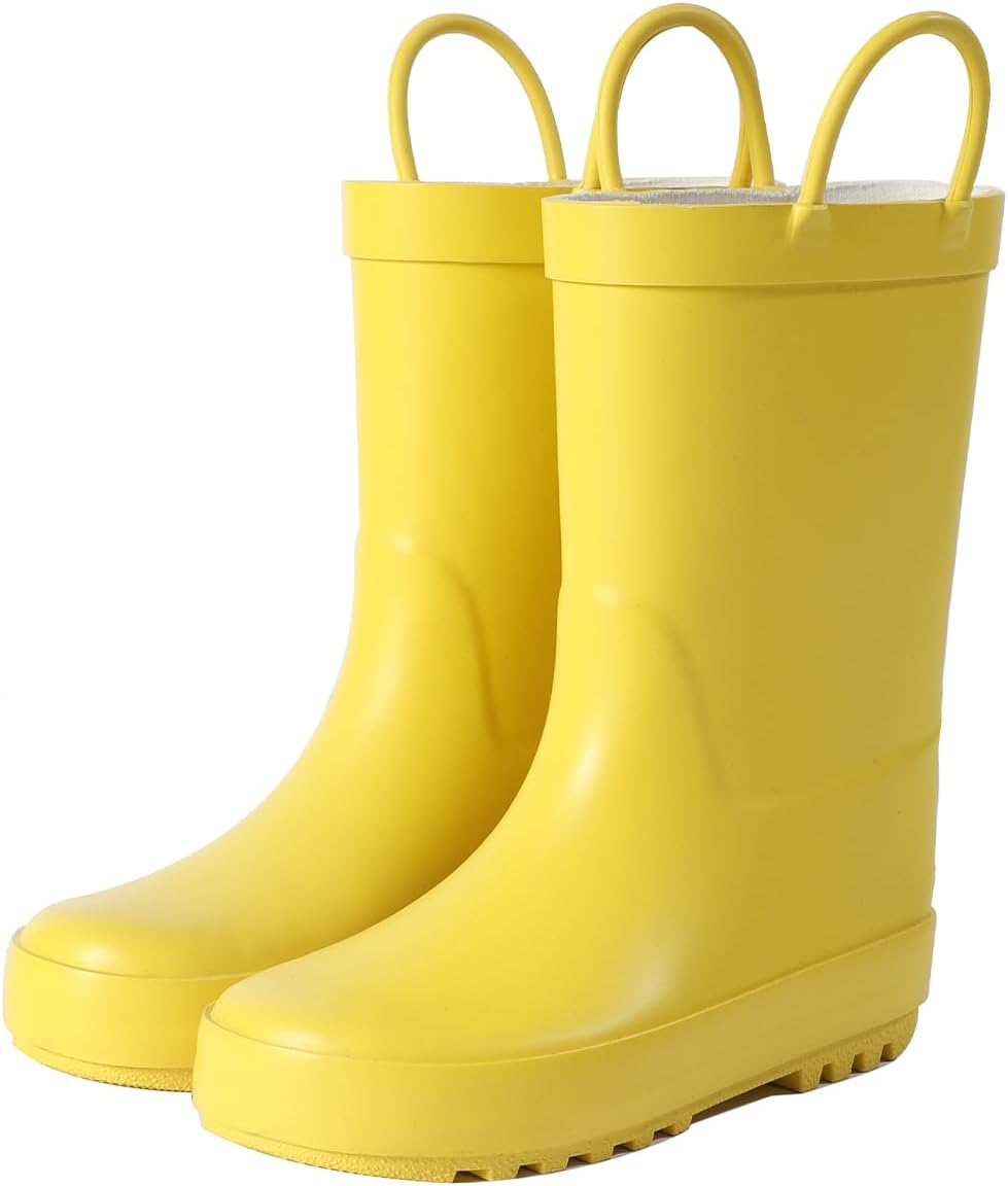 Hbxooxts Kids Rain Boots – Toddler Waterproof Rubber Kids Rain Boots for Girls and Boys with Fun Patterns and Easy-On Handles