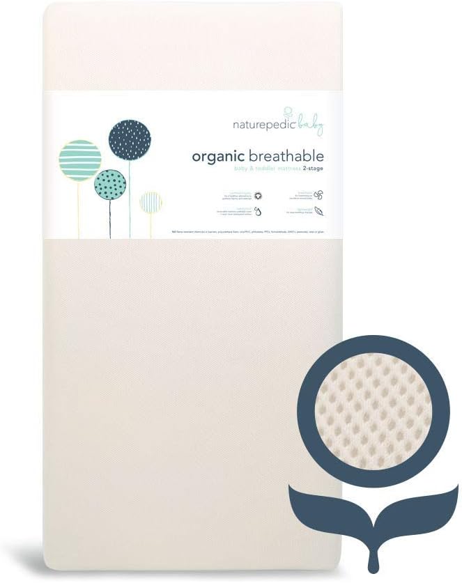 Naturepedic Organic Crib Mattress – 2-Stage Lightweight Infant & Toddler Mattress with Protector Pad – Waterproof, Breathable & Non-Toxic for Baby and Toddler Bed