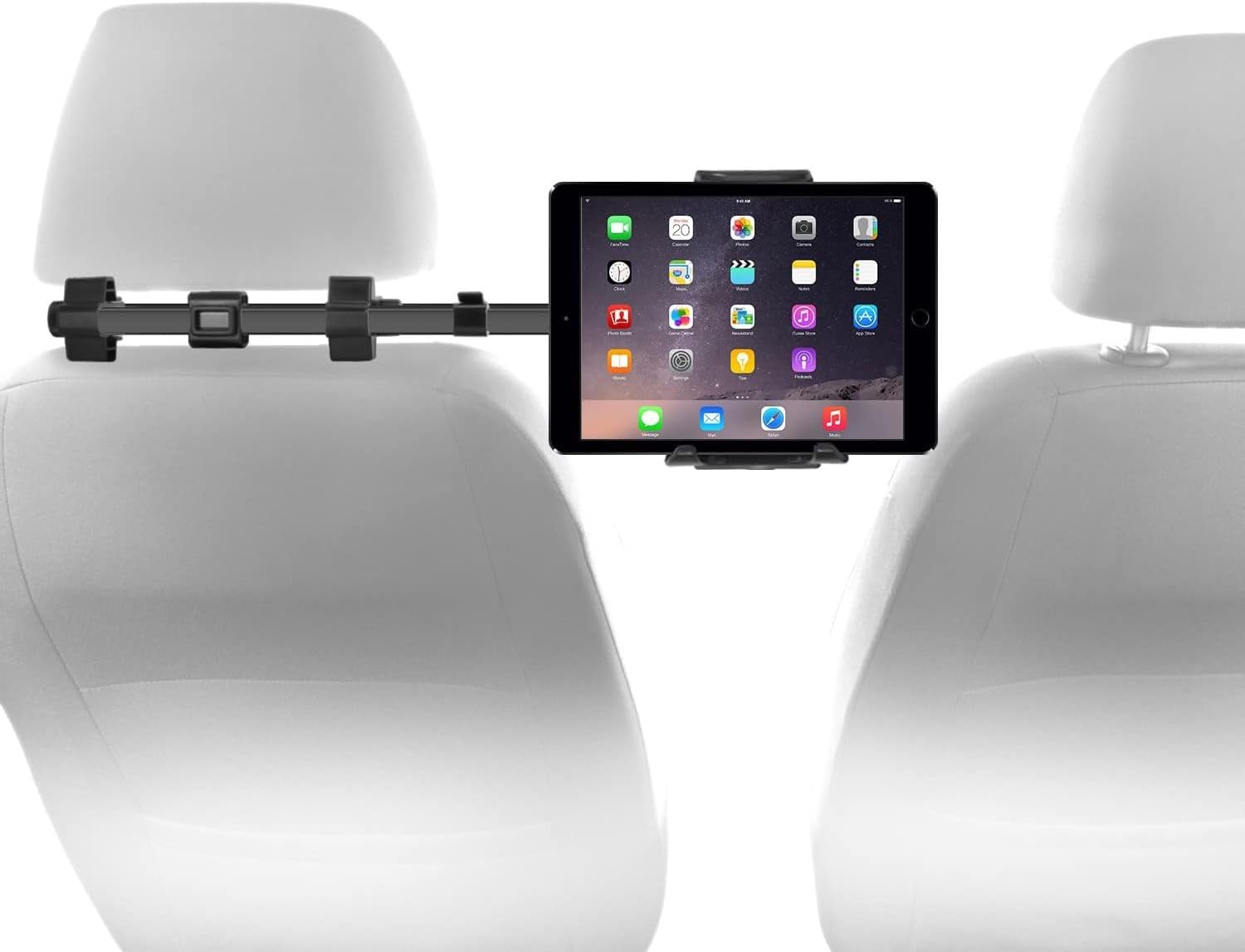 Macally Tablet Holder for Car Headrest – Adjustable iPad Headrest Mount for Car – Super Secure Car iPad Holder Backseat Kids – Fits All 4.7-12.9″ Back Seat Devices (iPad Pro/Air/Mini, Nintendo Switch)