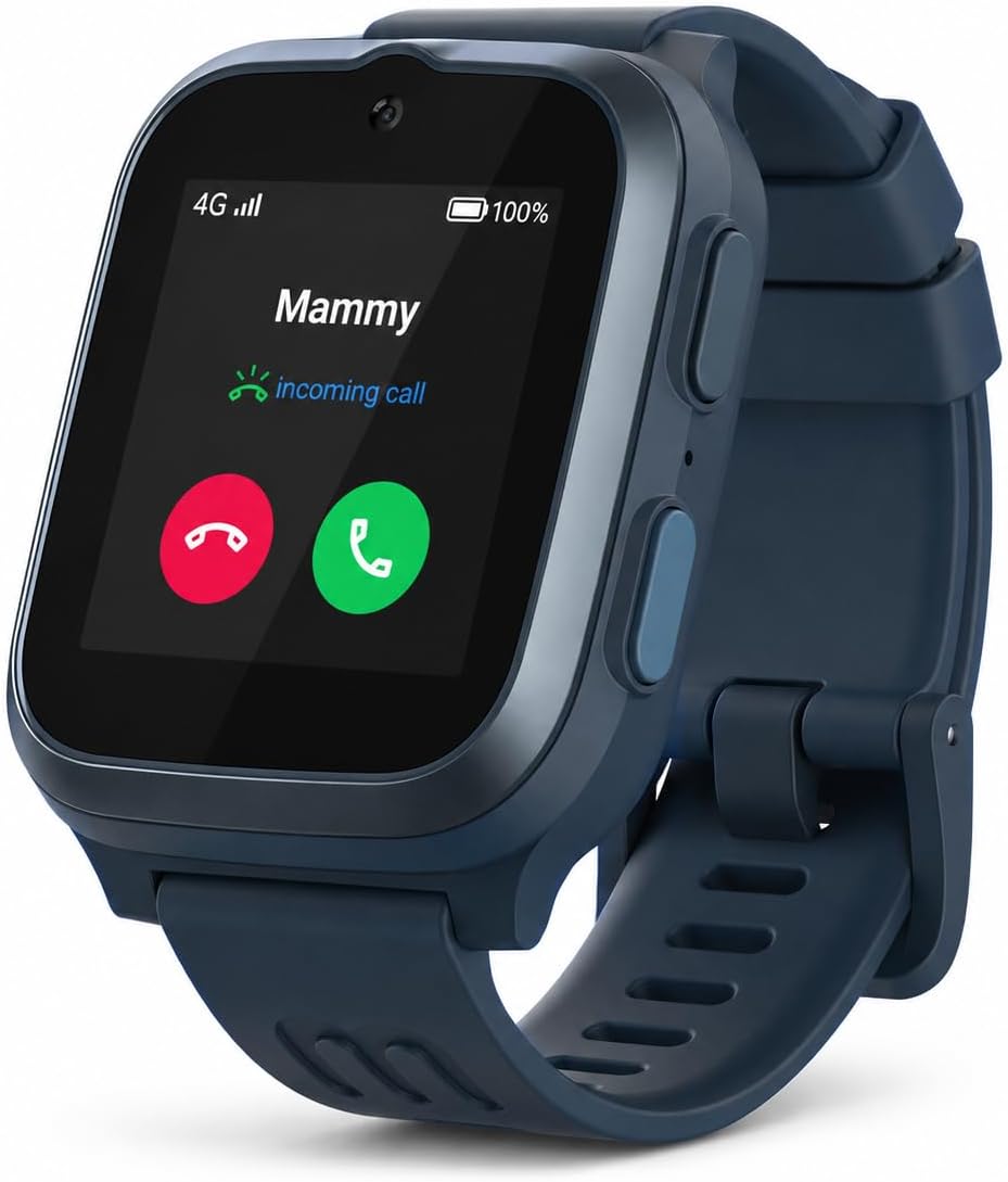 myFirst Fone S3+ Kids Smart Watch 4G GPS Watch Phone for Kids, Smartwatch with eSIM, Video Voice Call, 2MP Camera, GPS Tracking, Text, Waterproof eSIM Dual Band, Gift for Boys Girls Age 8-12