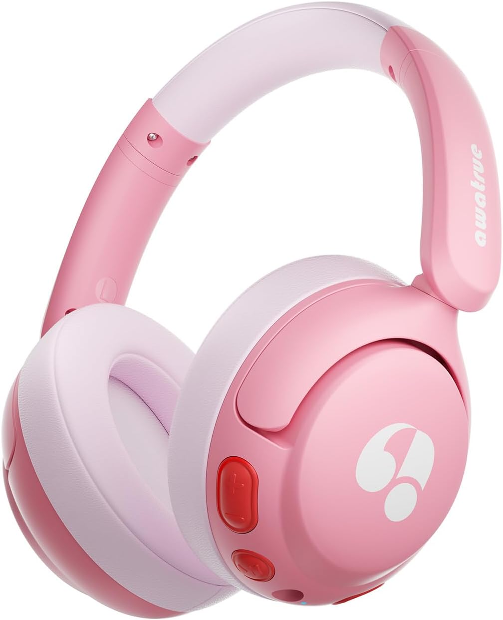 awatrue Kids Bluetooth Headphones, 85dB Volume Limiter, Foldable Wireless Over-Ear Headphones for iPad, Travel, 75H Playtime, Bluetooth 5.4, Built-in Mic, Pink