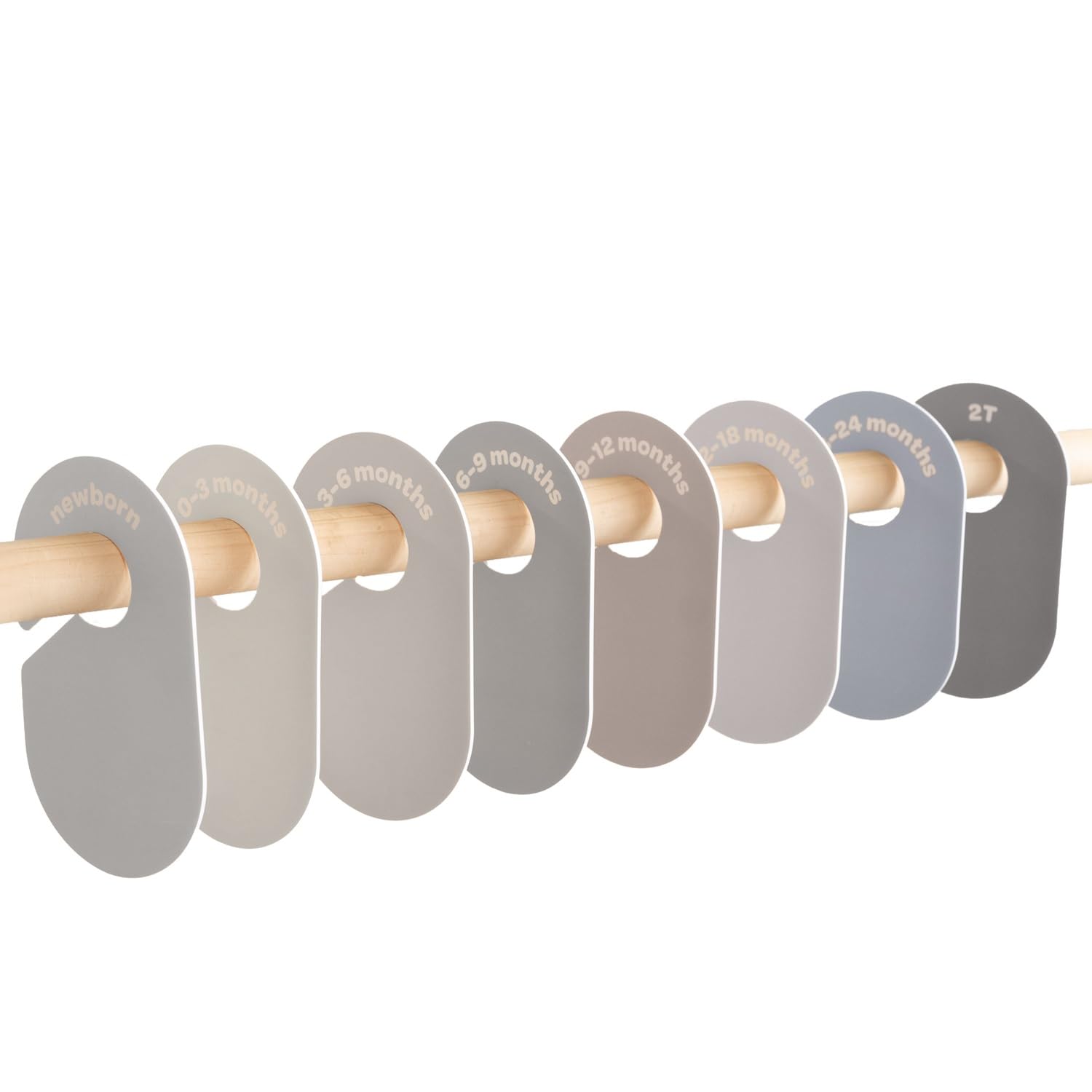 3 Sprouts Baby Closet Dividers 8-Piece Set Newborn to 2T – Double-Sided Organizer for Nursery Clothing Storage – Beige & Gray