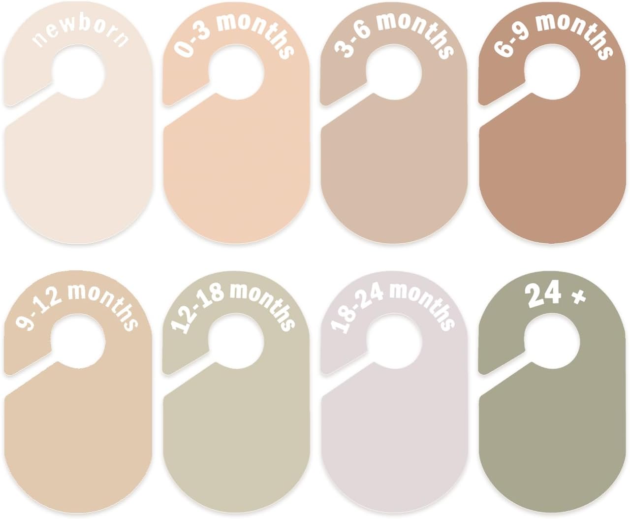 Baby Closet Divider, Baby Wardrobe Organizer, Double-Sided Design, Nursery Decor Clothes Hanger Dividers for Sorting 8 Sizes from Newborn to 12+ Months (Earth stone)